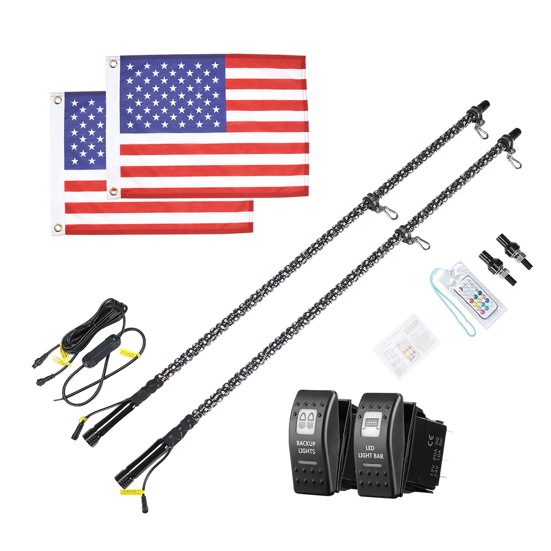 2pcs 5FT UTV Spiral Whip Light with RF Remote Control - Image 10