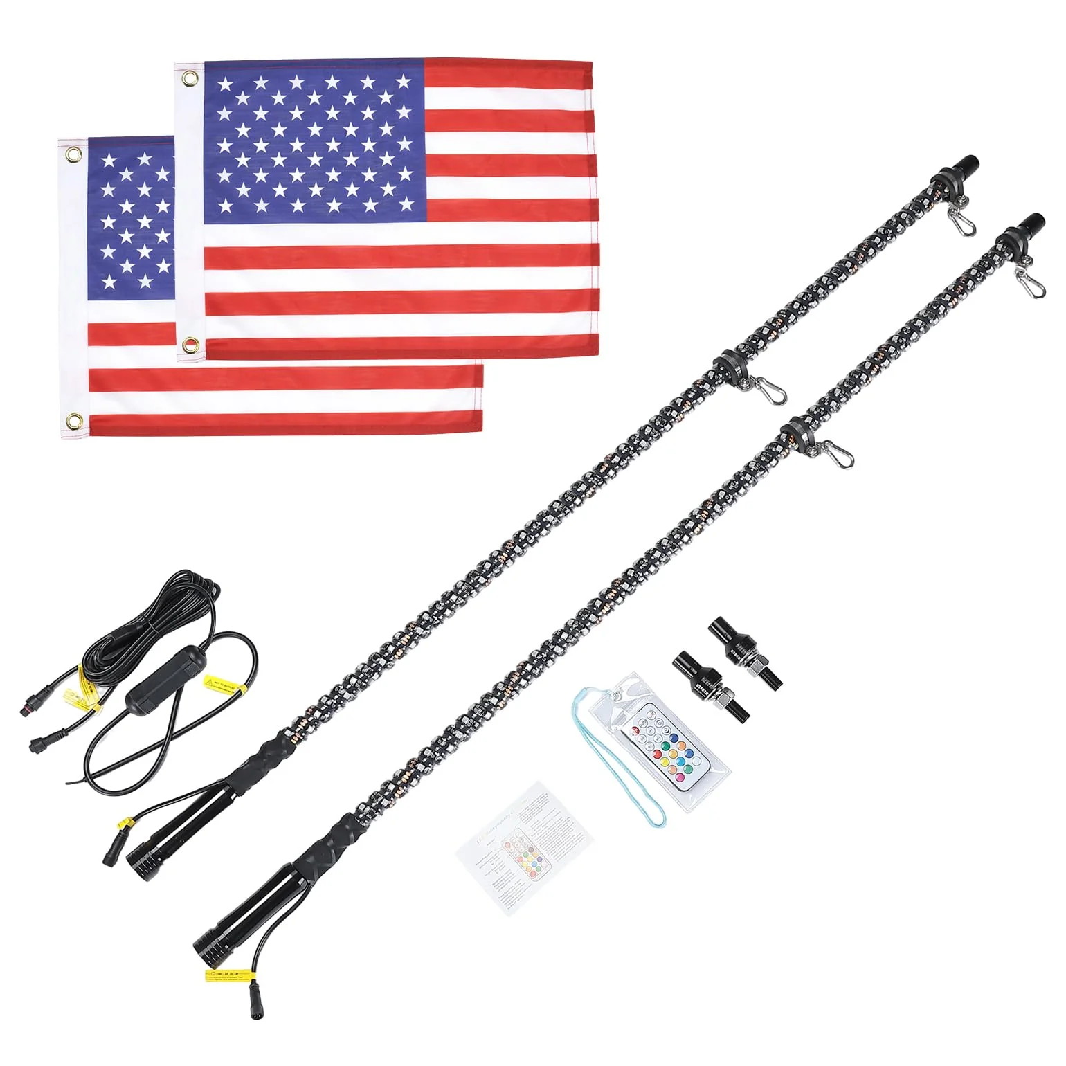 2pcs 5FT UTV Spiral Whip Light with RF Remote Control - Image 2