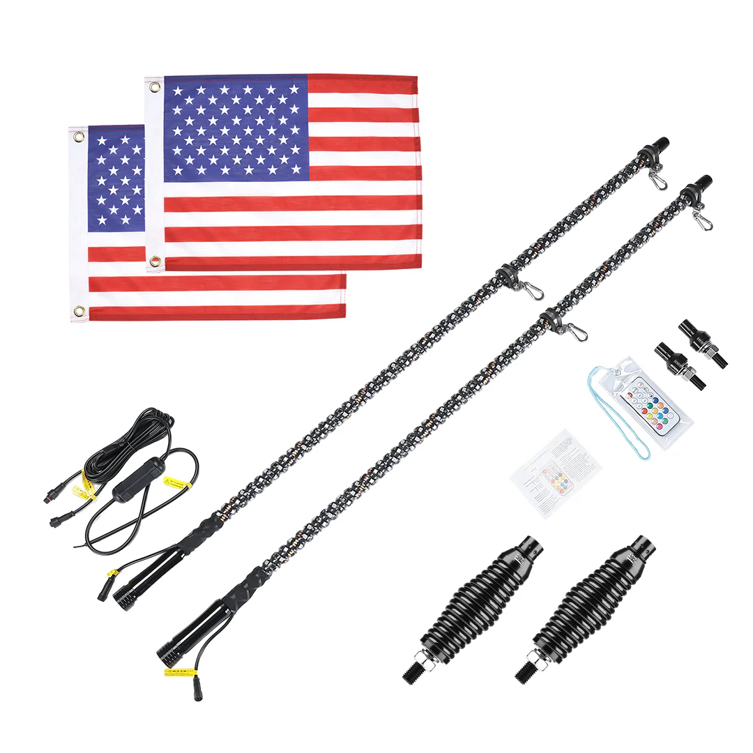 2pcs 5FT UTV Spiral Whip Light with RF Remote Control - Image 9