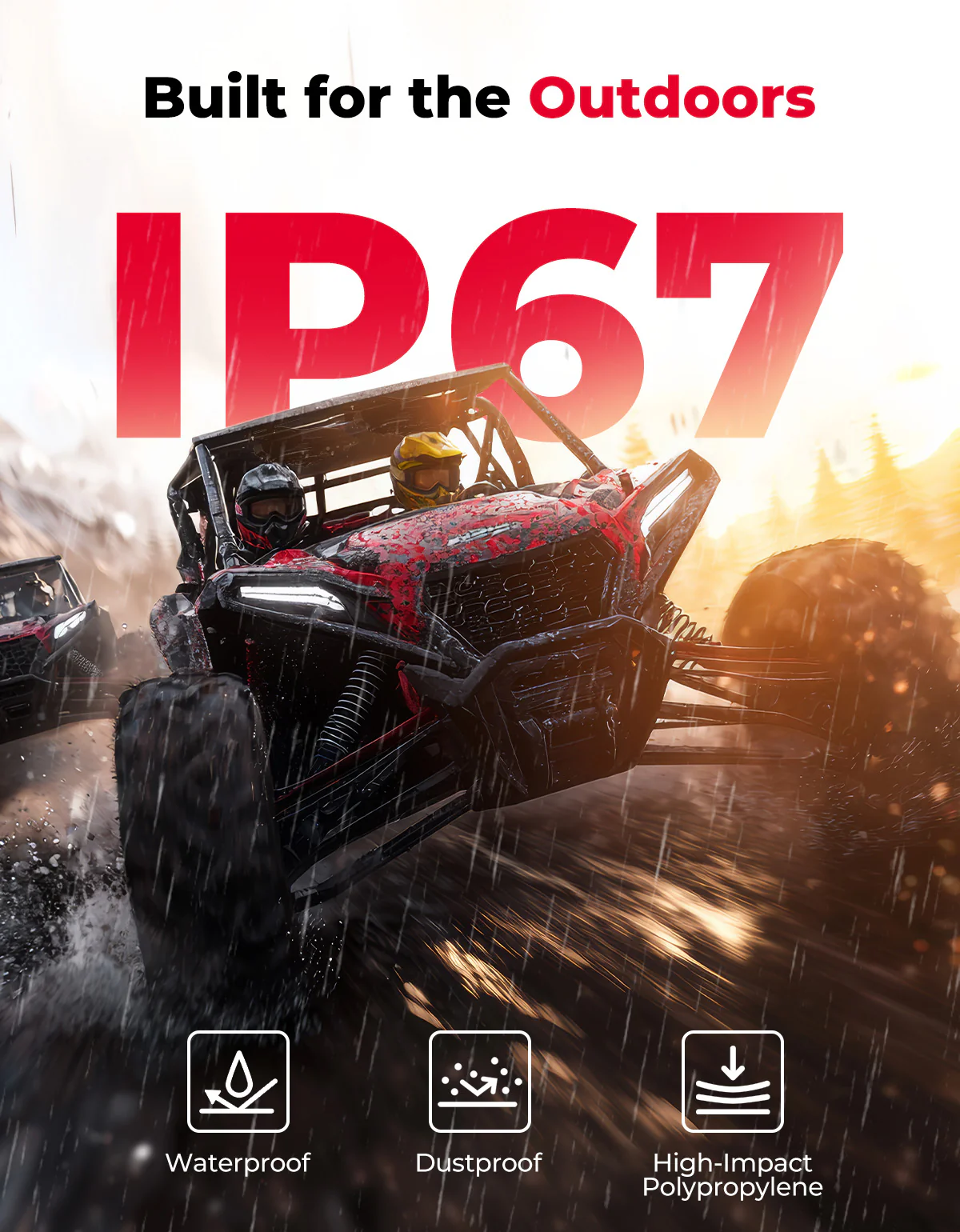 6.5'' UTV Bluetooth Sound System Speaker for Can Am Maverick X3/ RZR w/ 1.625''-1.9'' Roll Bar - Image 5