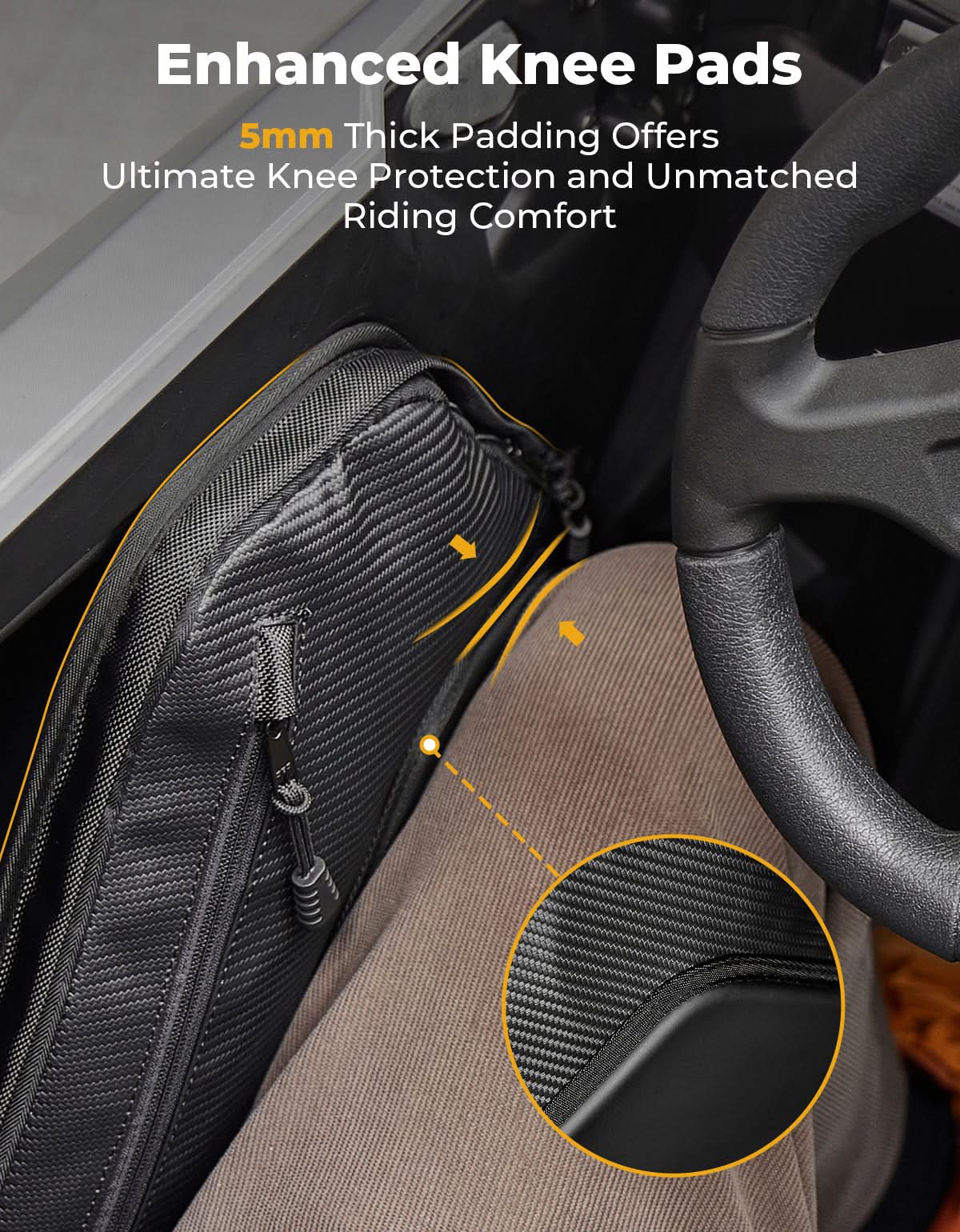 6 Q Front Door Bags with Knee Pads for 2025 Polaris RZR - Image 3