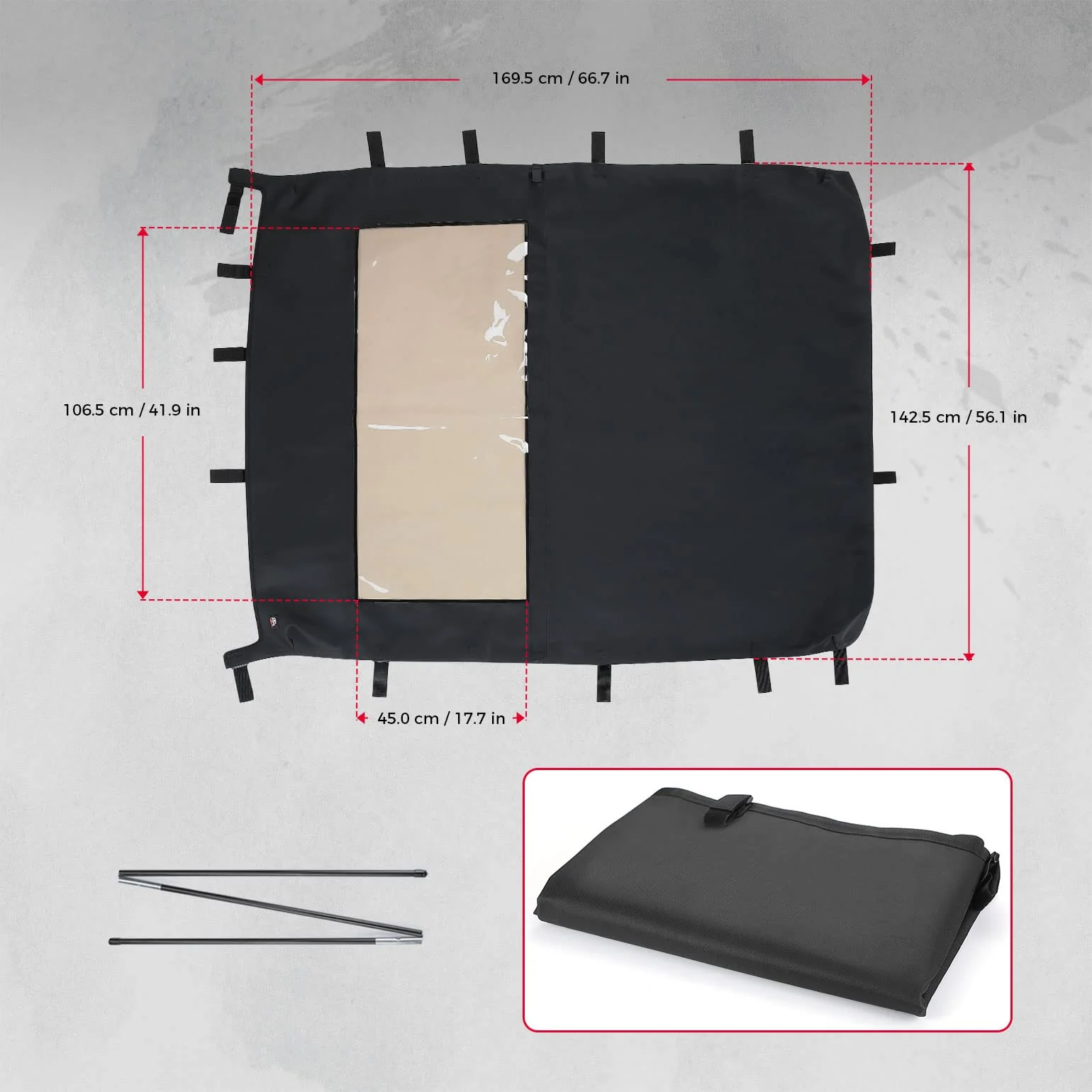 Canvas Roof Top Tint Waterproof for Polaris Ranger Crew XP 1000 - Image 6