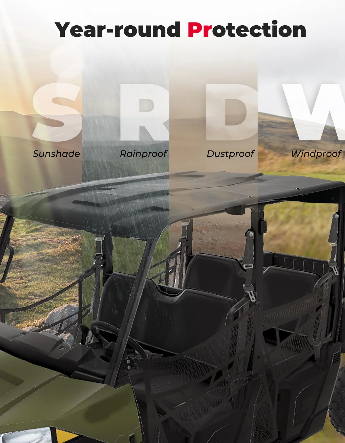 Roof Top Hard for Polaris Ranger XP 1000 CREW 2017-2025 - Image 6
