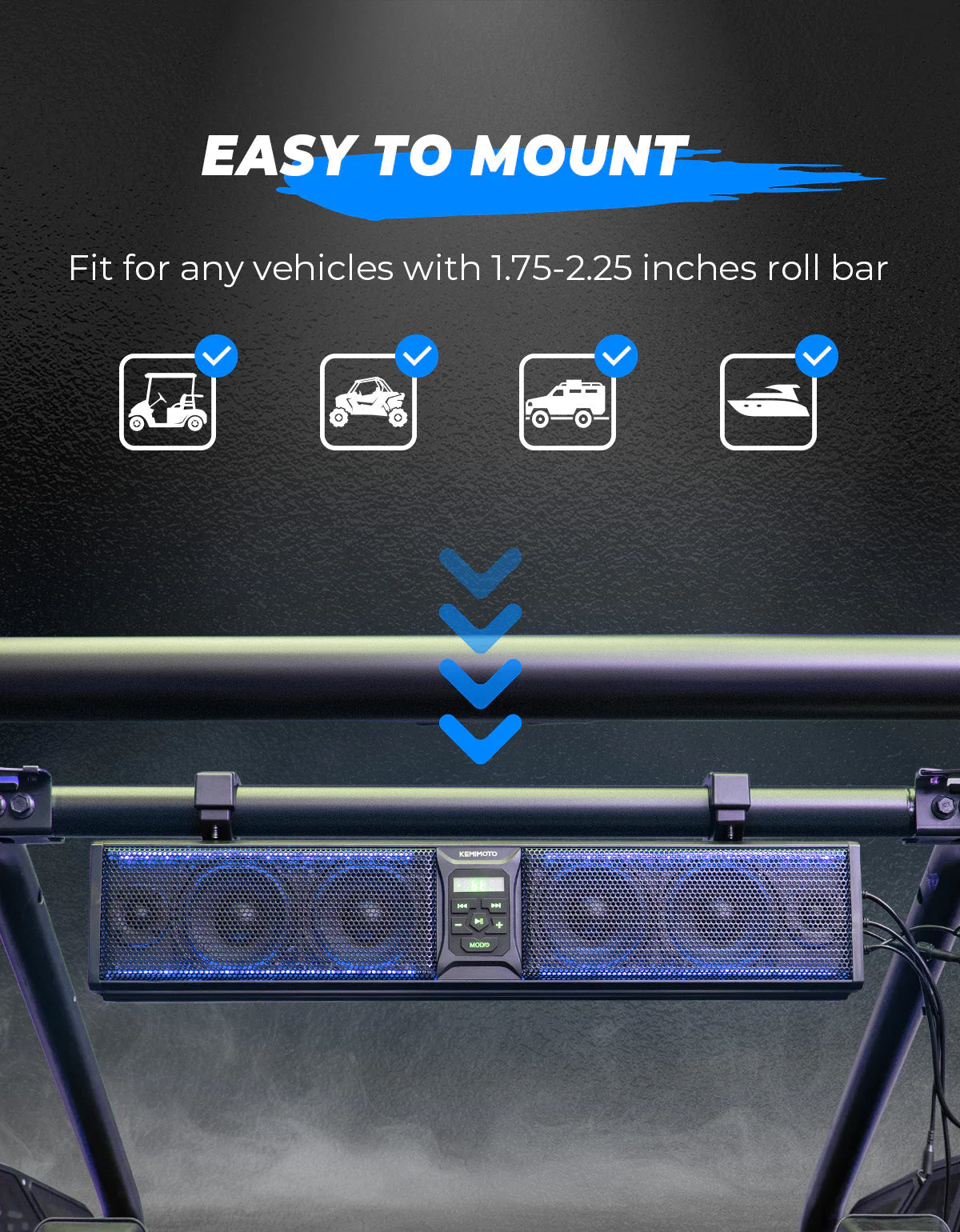 6 Speaker 26 Inch RGB Bluetooth Sound Bar for Boats - Image 8