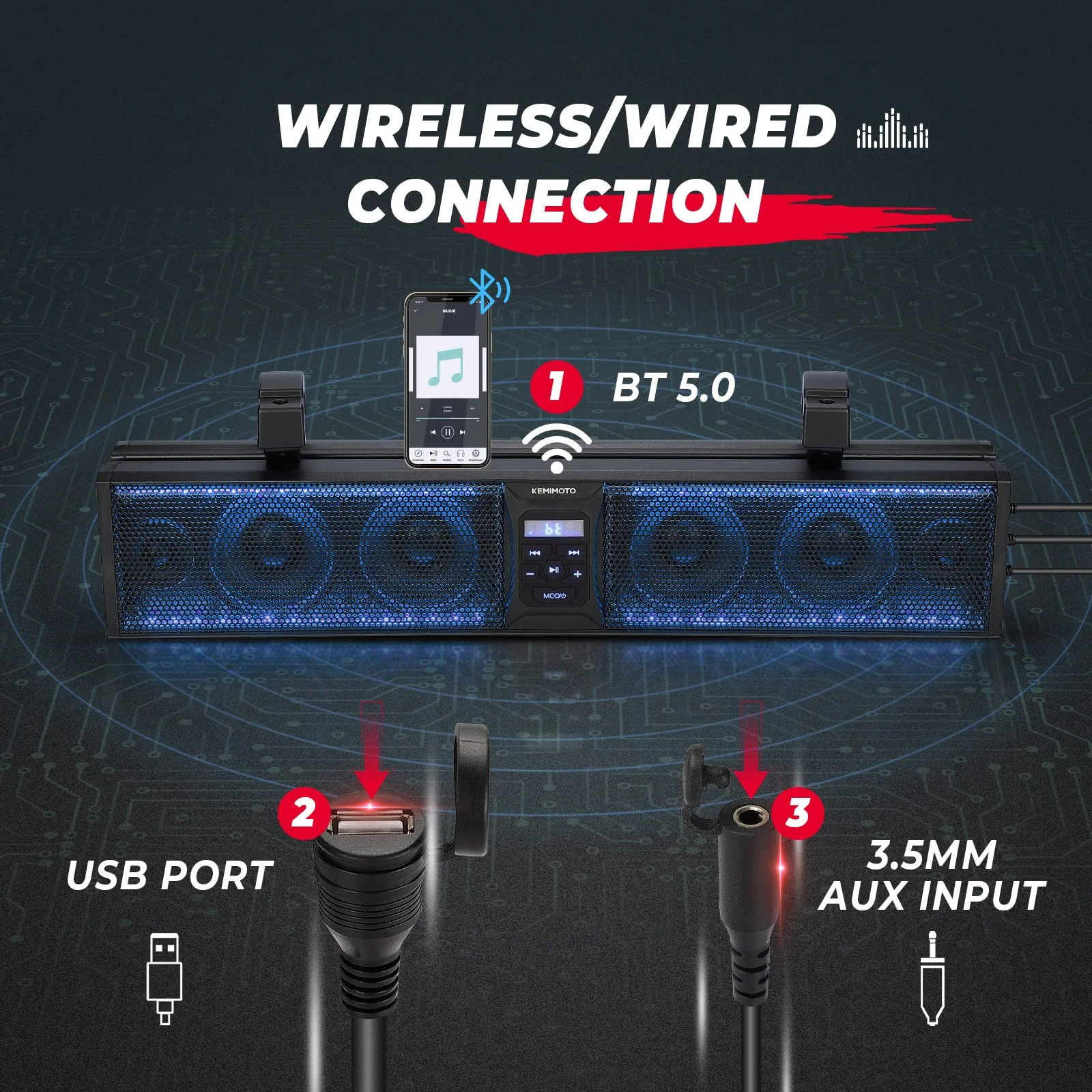 6 Speaker 26 Inch RGB Bluetooth Sound Bar for Can Am Maverick/X3/ Trail/ Defender/ Commander - Image 4