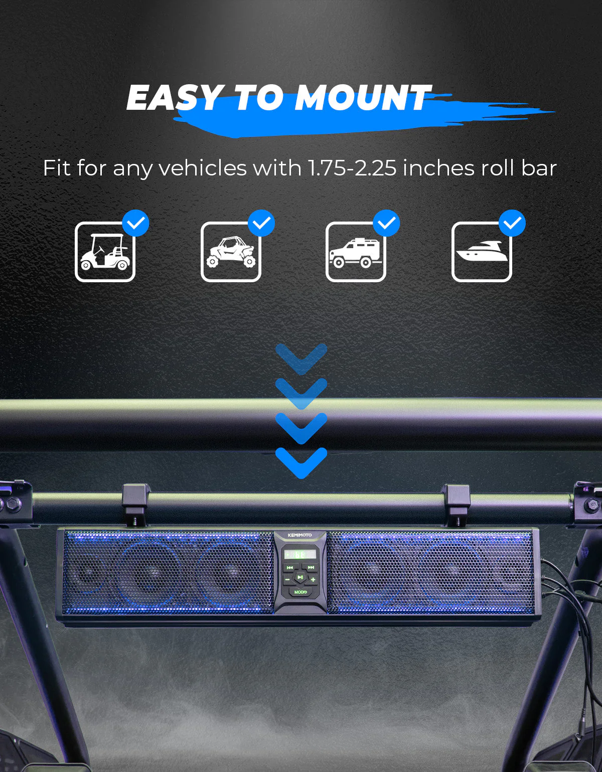 6 Speaker 26 Inch RGB Bluetooth Sound Bar for Can Am Maverick/X3/ Trail/ Defender/ Commander - Image 8