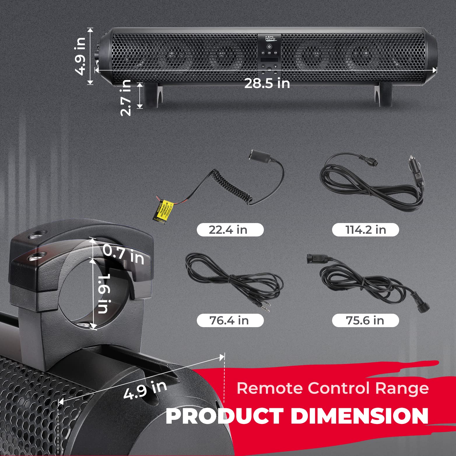 6 Speaker 28" UTV Bluetooth Sound Bar for Boats - Image 6