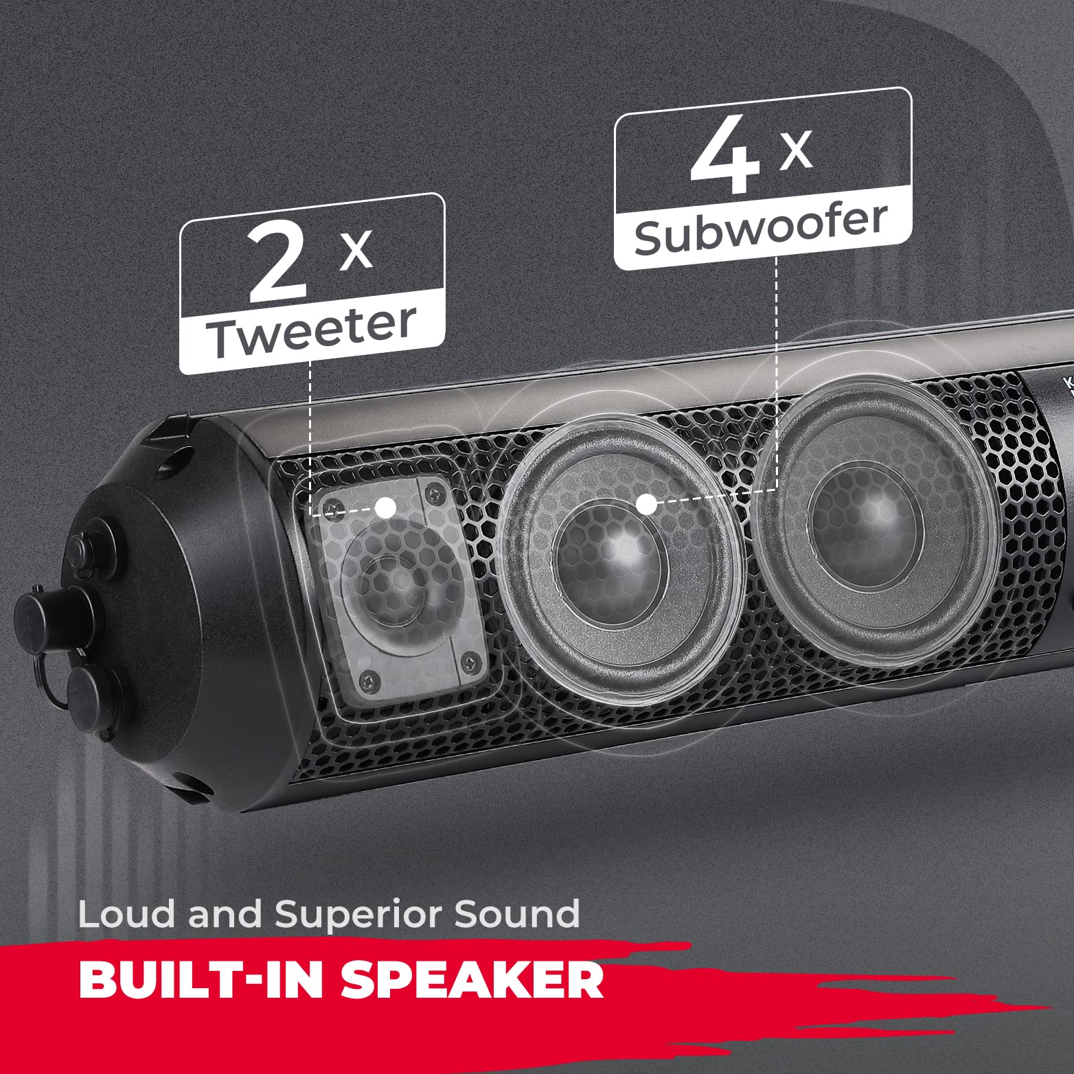 6 Speaker 28" UTV Bluetooth Sound Bar for Can Am Maverick/X3/ Trail/ Defender/ Commander - Image 5