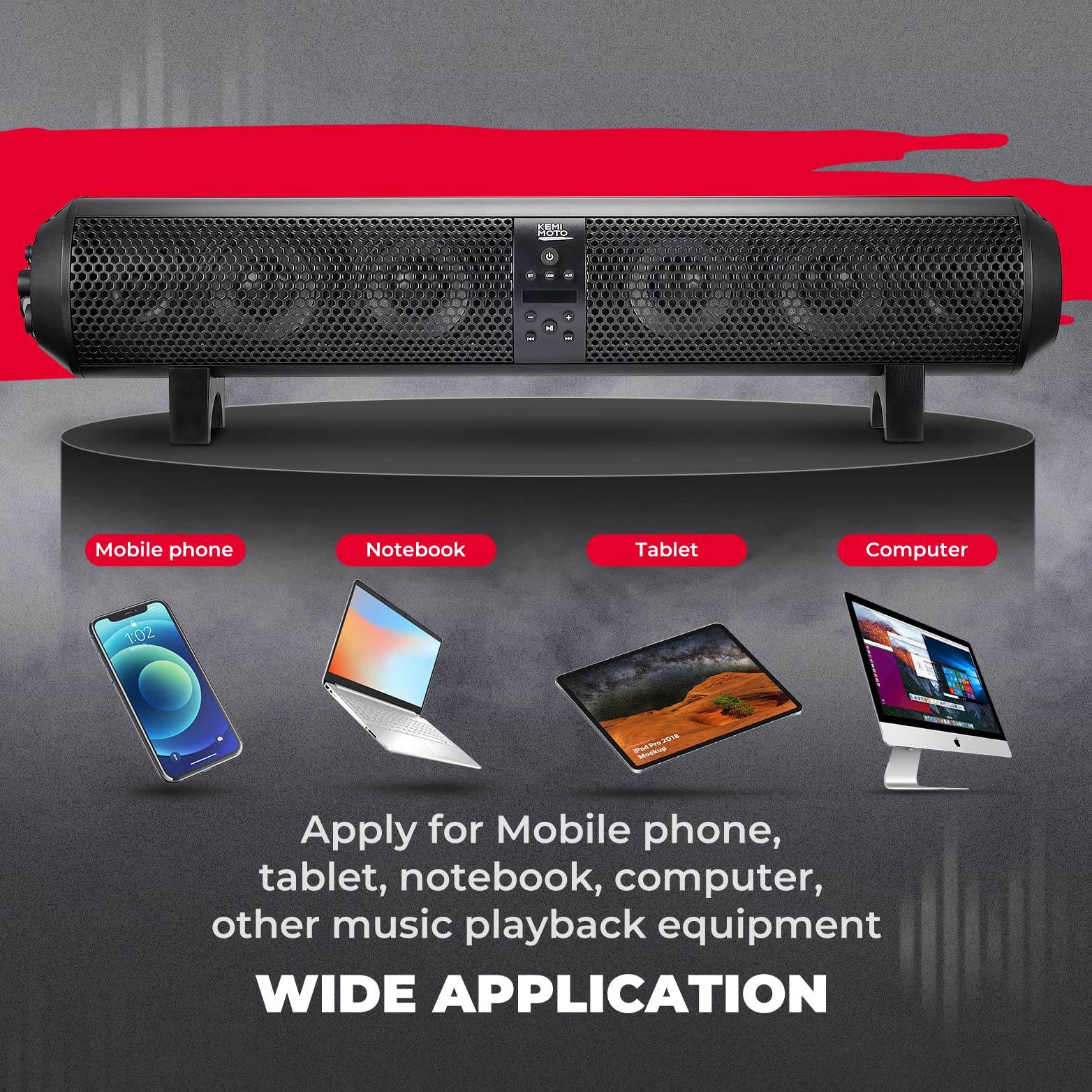 6 Speaker 28" UTV Bluetooth Sound Bar for Polaris RZR/ 570/ 800/ 900/XP/1000/ Pro - Image 3