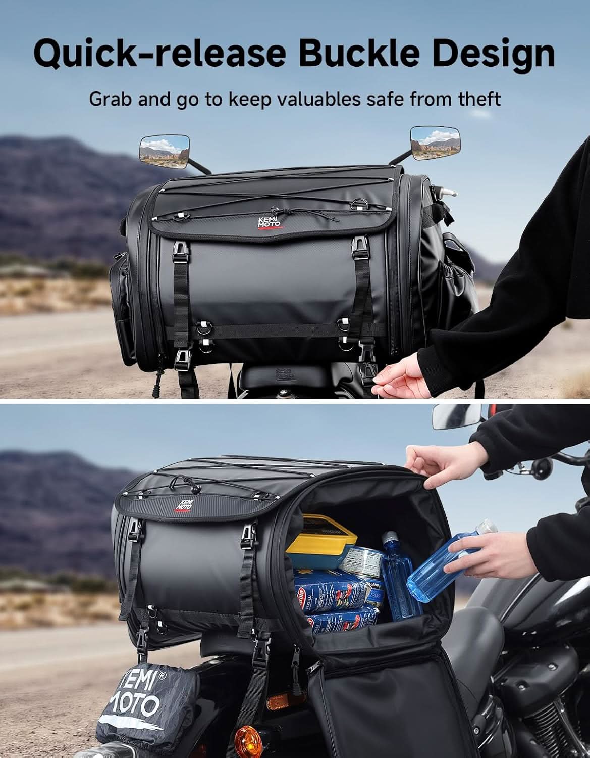 60–80L Expandable Tail Bag For Motorcycle Travel - Image 3