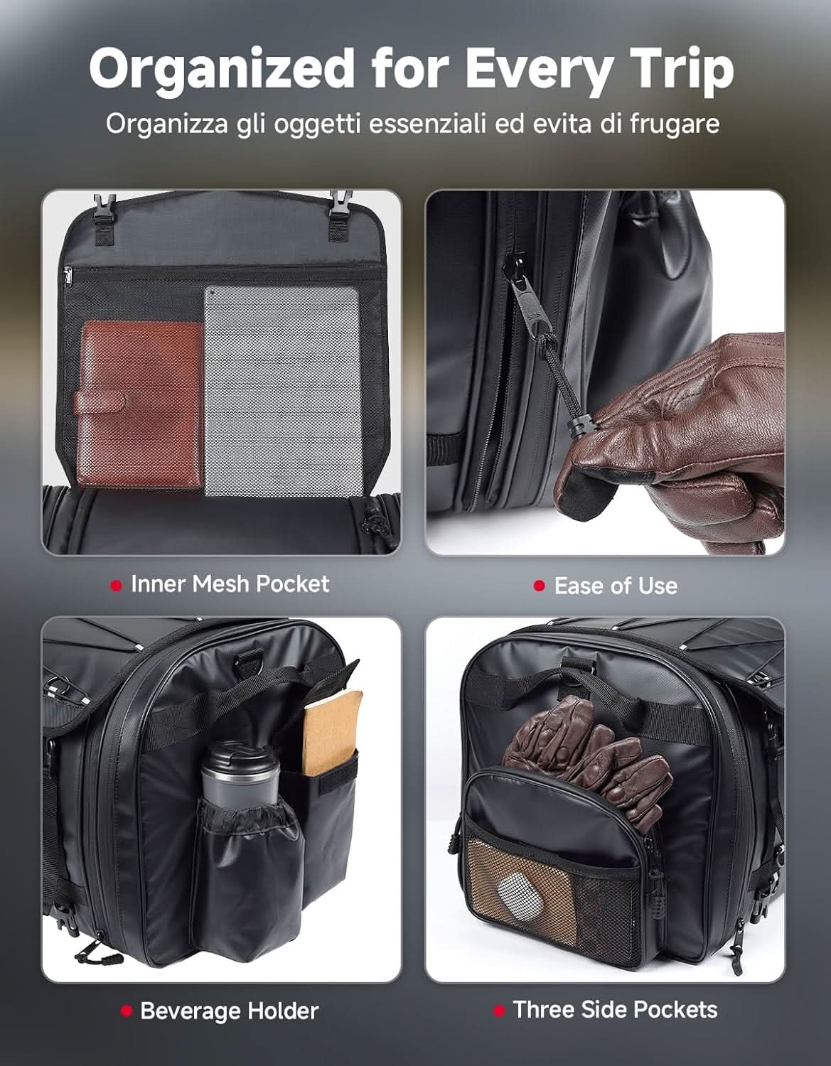 60–80L Expandable Tail Bag For Motorcycle Travel - Image 5