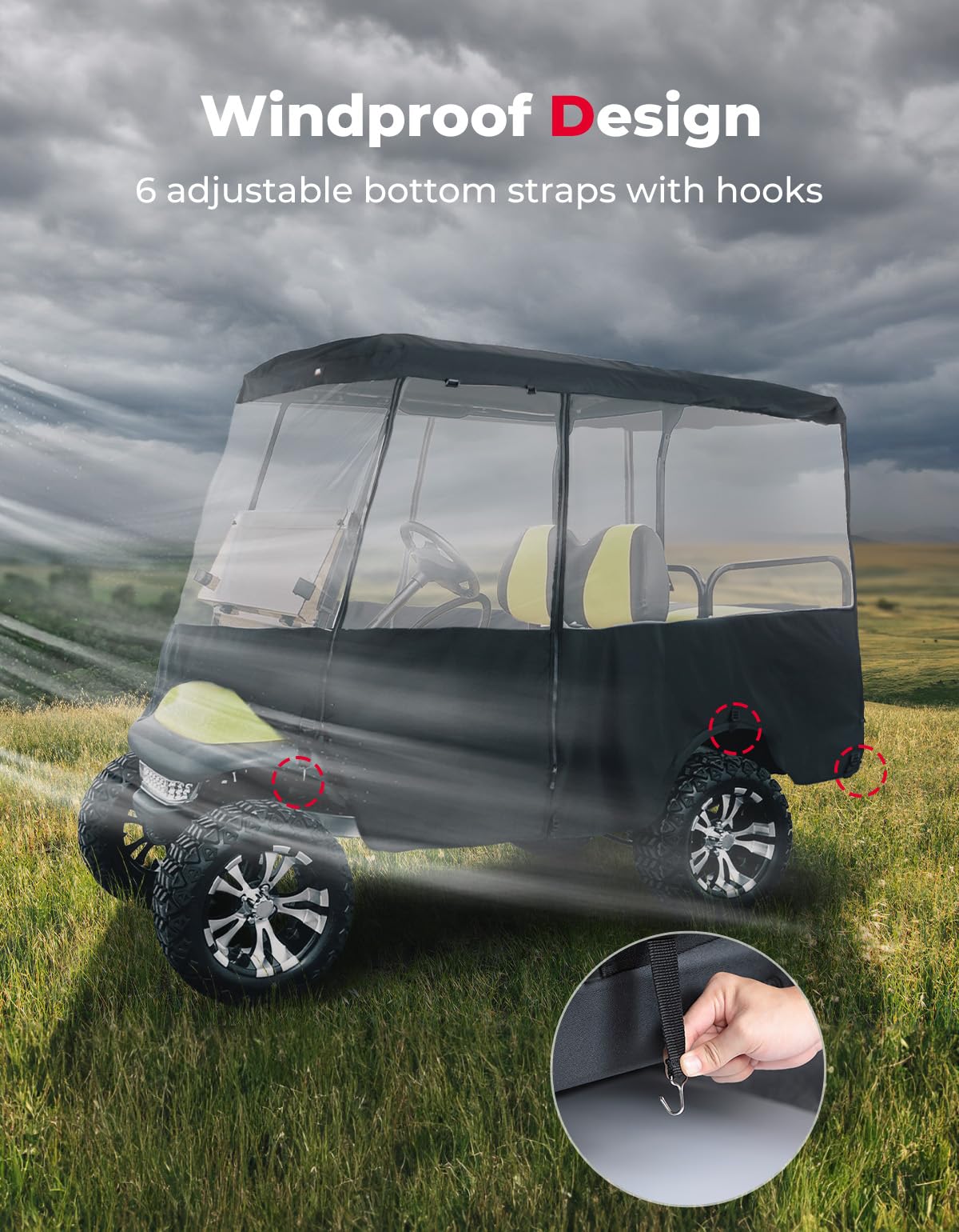 600D Enclosure Extended Roof for EZGO, Club Car Precedent/Onward/Tempo - Image 6