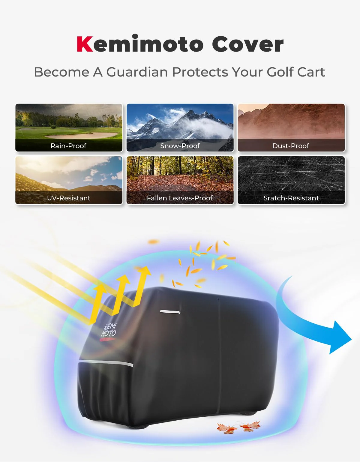 600D Waterproof Cover for EZGO Club Car 6/4+2 Passenger - Image 2