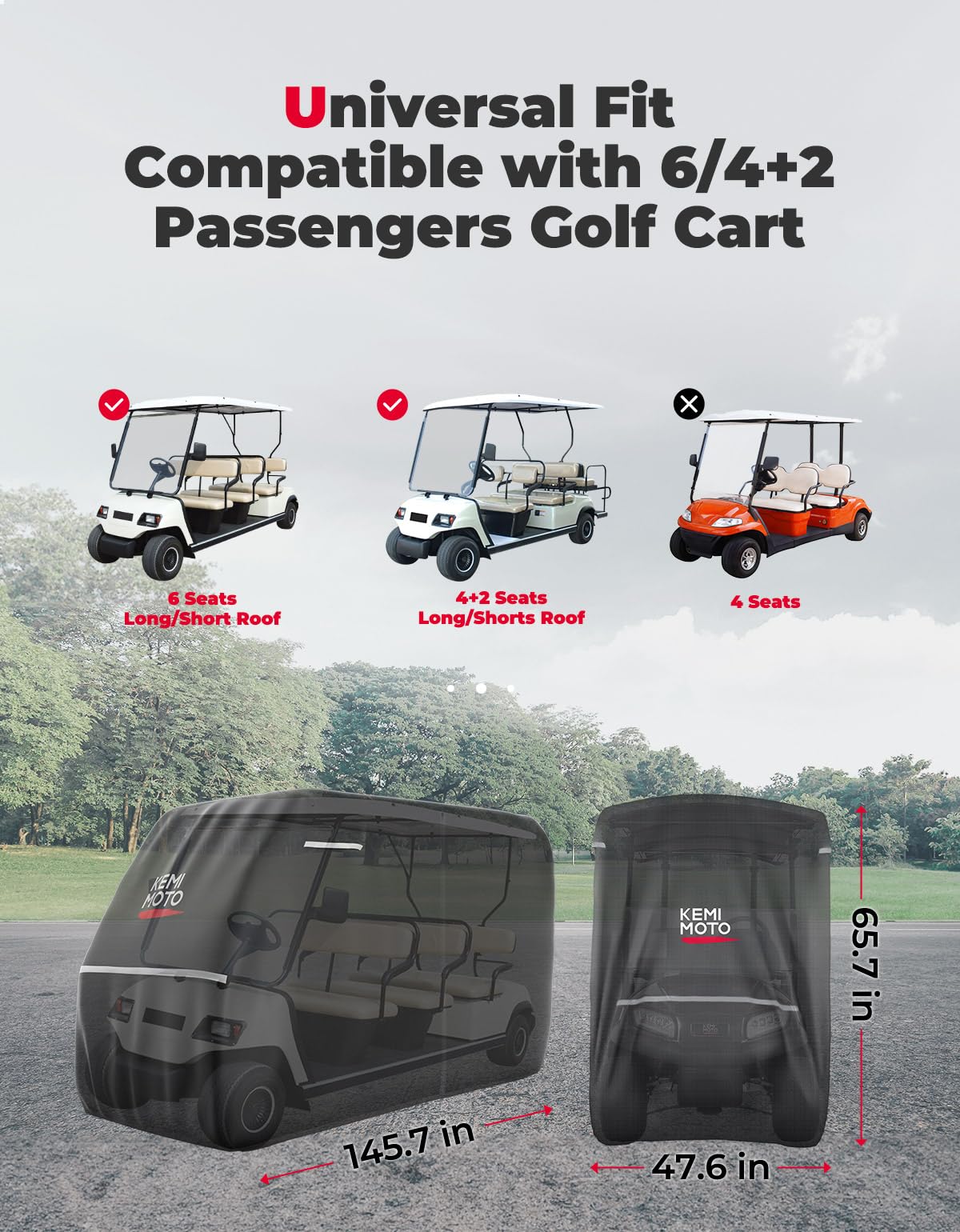 600D Waterproof Cover for EZGO Club Car 6/4+2 Passenger - Image 5