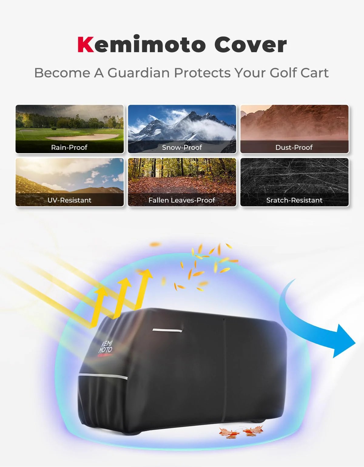 600D Waterproof Cover for EZGO Club Car 8 Passenger - Image 2