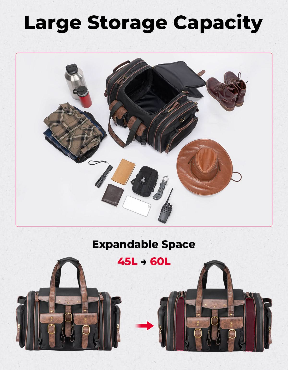 Motorcycle Tail Bag, 60L Expandable Bag Luggage - Image 3