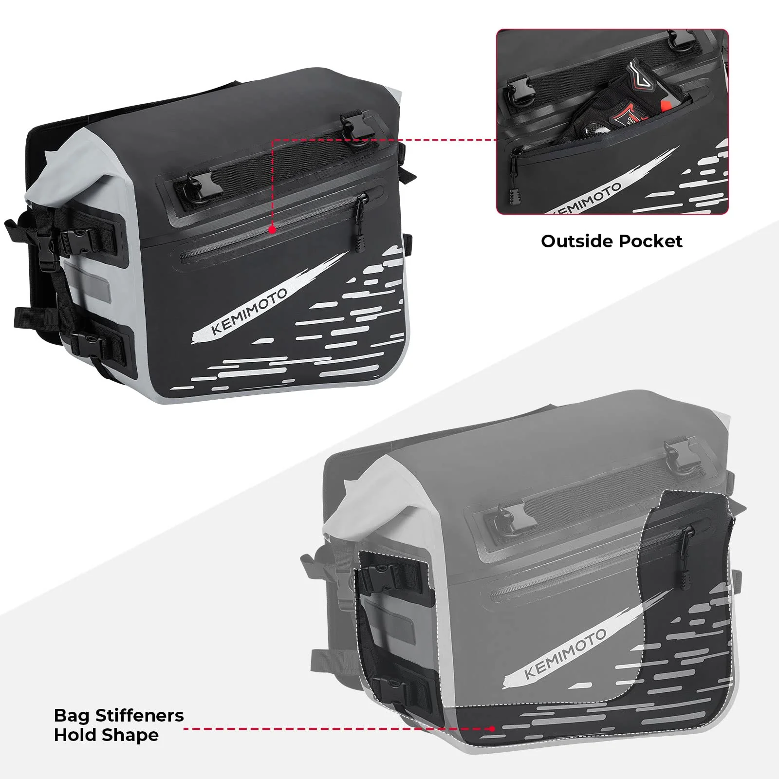 70L Waterproof Saddlebags for Adventure Touring Street Bike Dual Sport Bike - Image 7