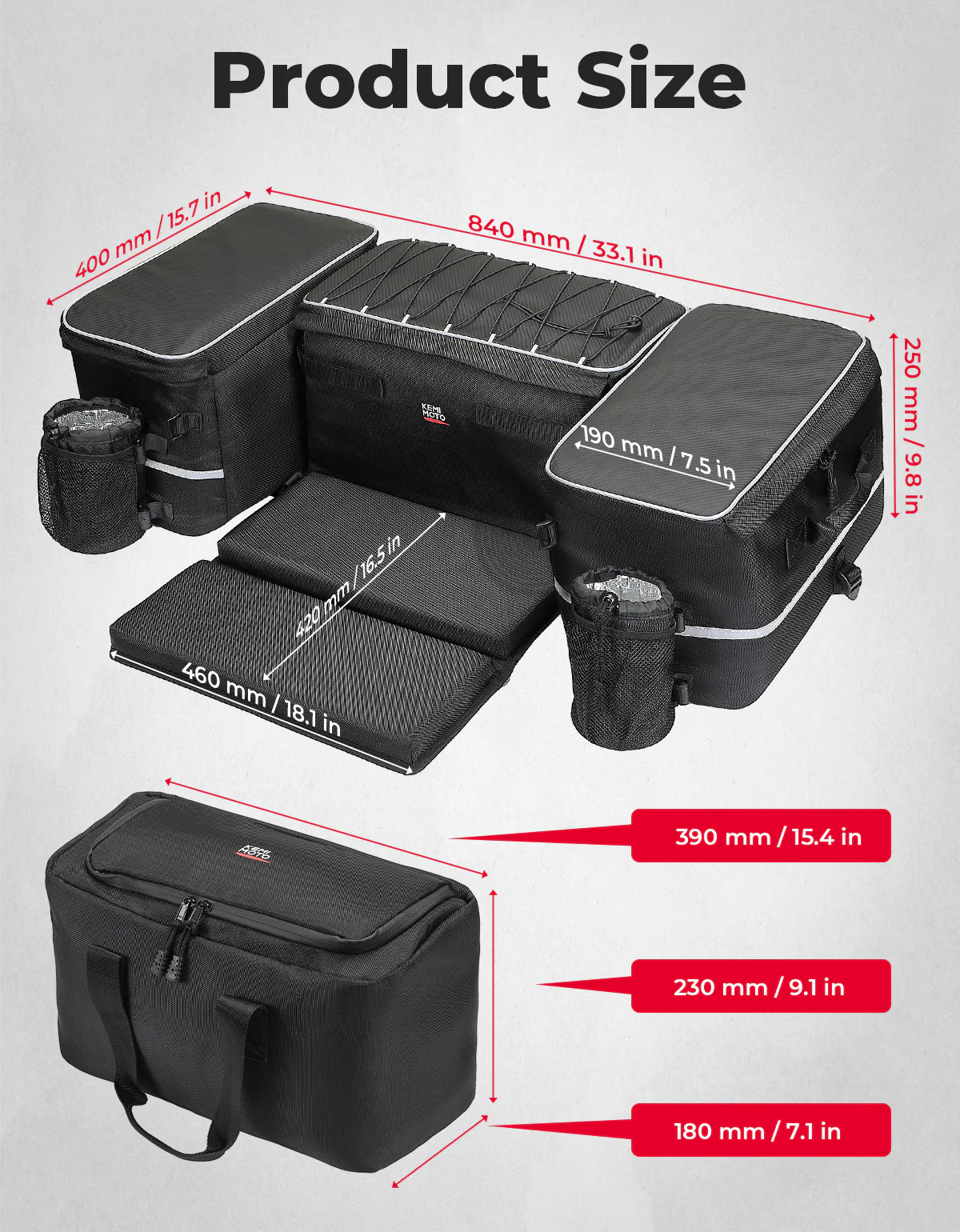 71L ATV Rear Seat Storage Bag with Cooler & Removable Cushion for Polaris, Can-Am - Image 7