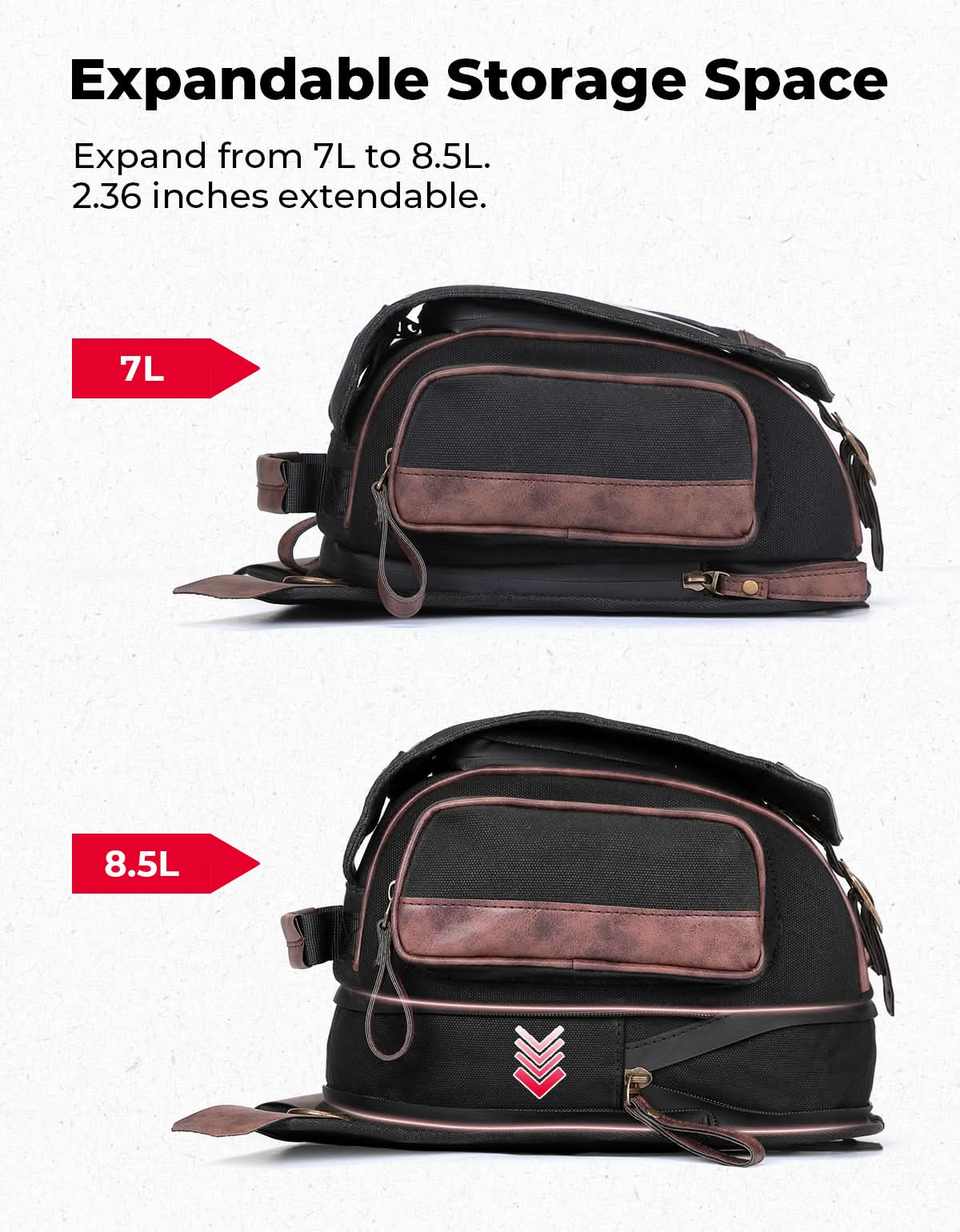 8.5L Expandable Tank Bag For Motorcycle Riding - Image 3