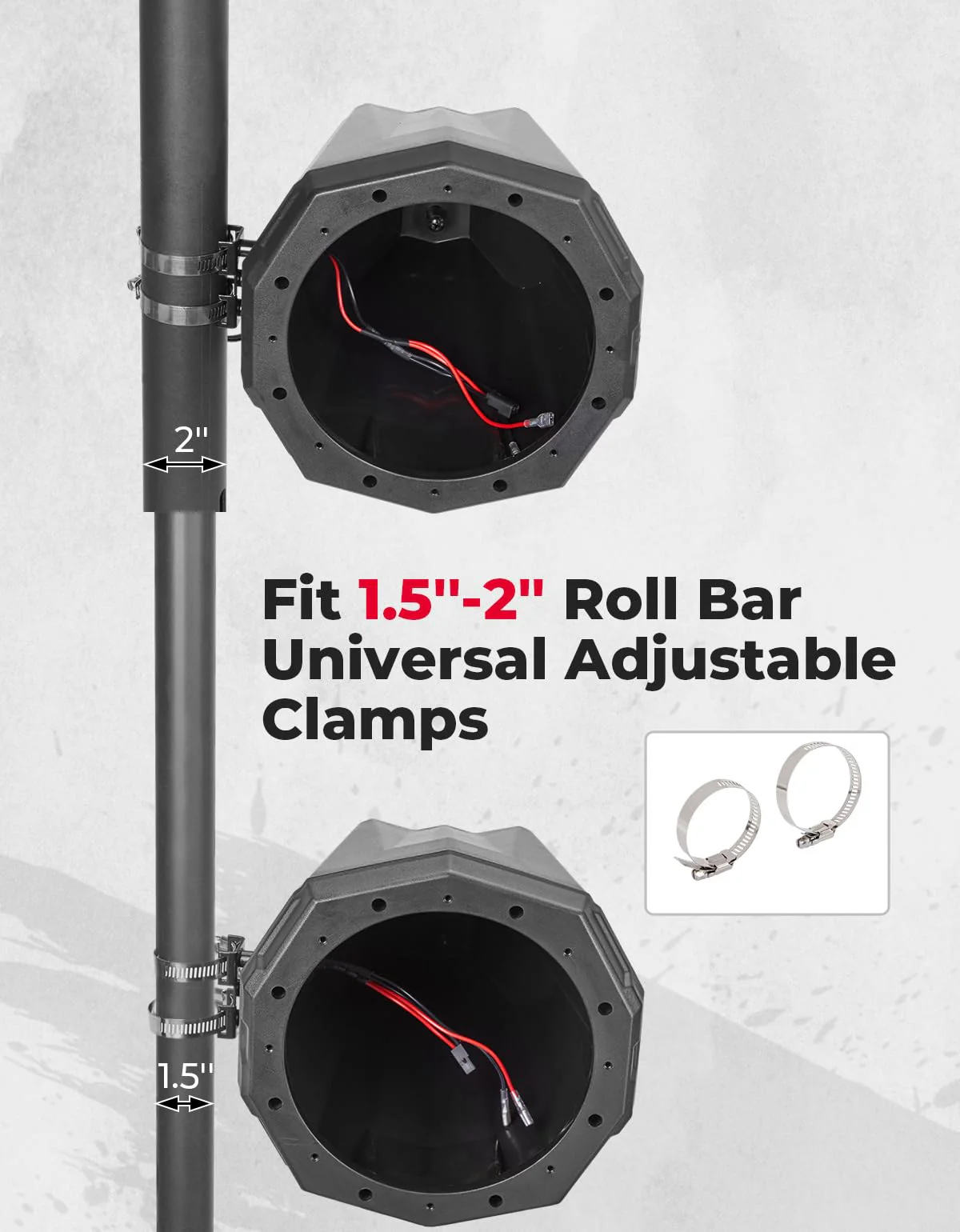 8-Inch Speaker Pod Enclosure for All 1.5" to 2" Roll Bar - Image 3