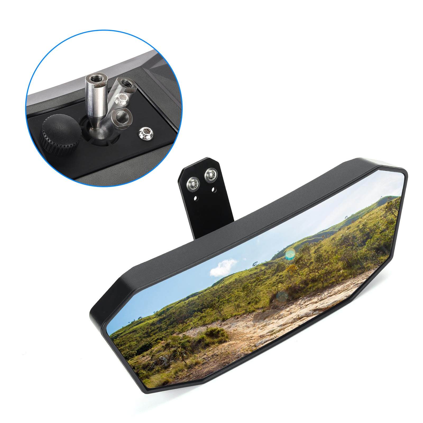 Adjustable Side Mirrors & Rear View Mirror For Polaris Ranger - Image 10