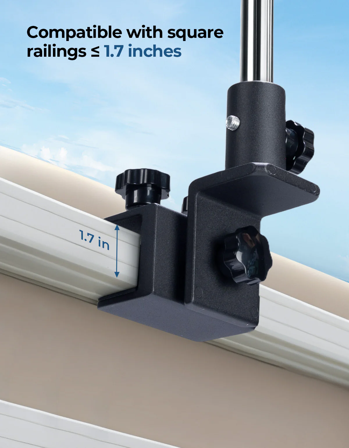 "10.5" x 4" Adjustable Marine Rearview Mirror with Telescoping Pole for Pontoon & Ski Boats - Image 4