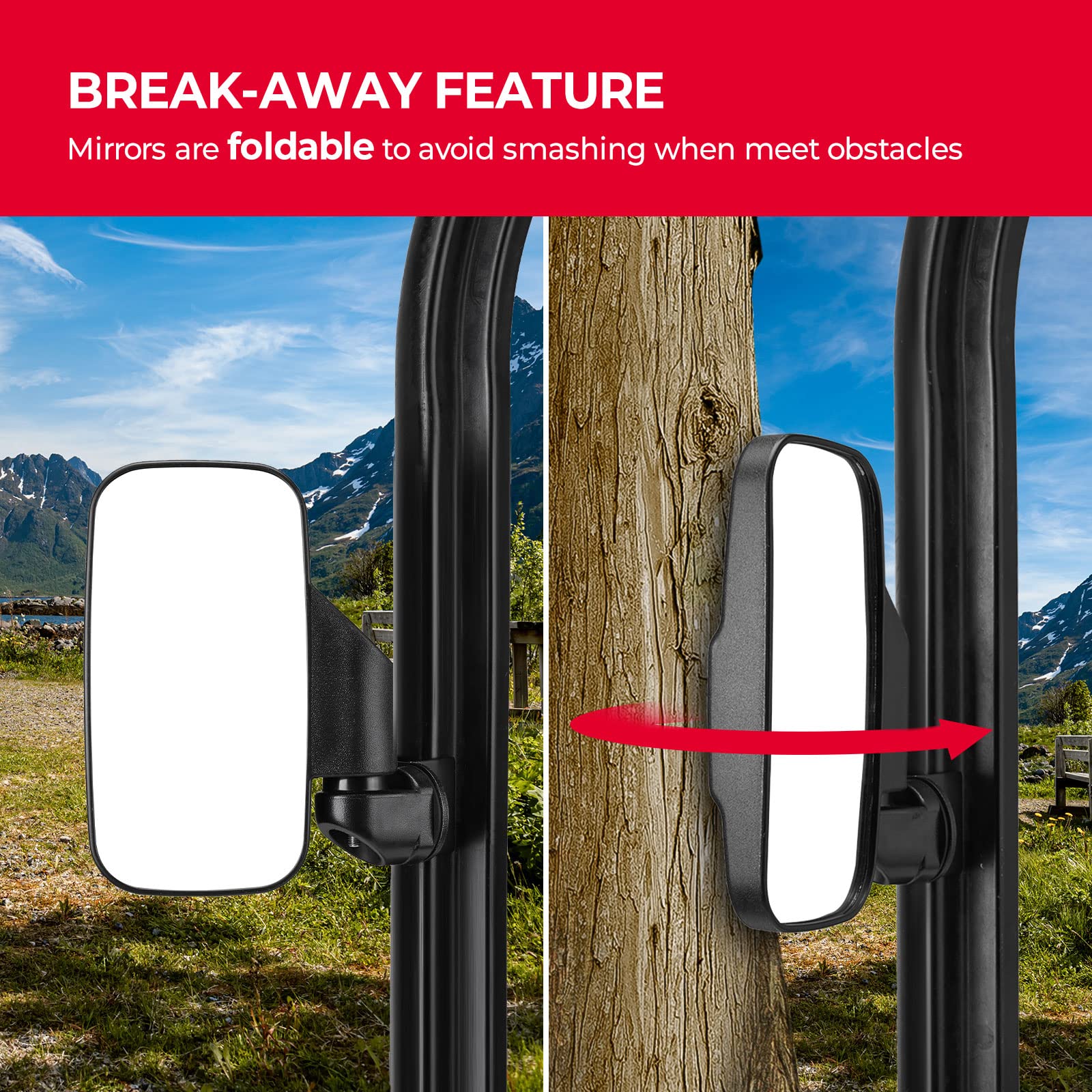 Adjustable Side Mirrors with Bypass for Ranger/ General/ Defender/ Maverick Trail - Image 3