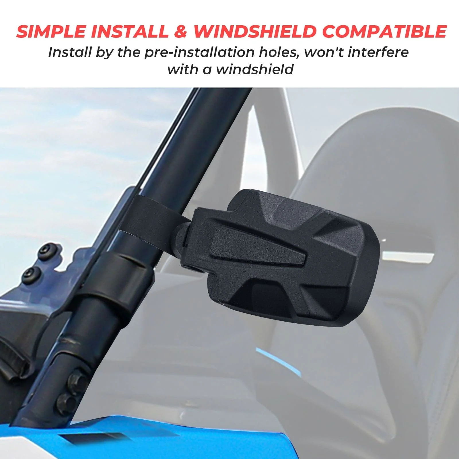 Adjustable Side View Convex Mirror for 1.75" Roll Cage Fit Yamaha Rhino - Image 6