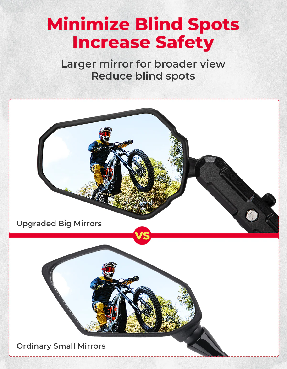 Adventure Motorcycle Mirrors M8 M10 Bolt Handlebar Mount - Image 6