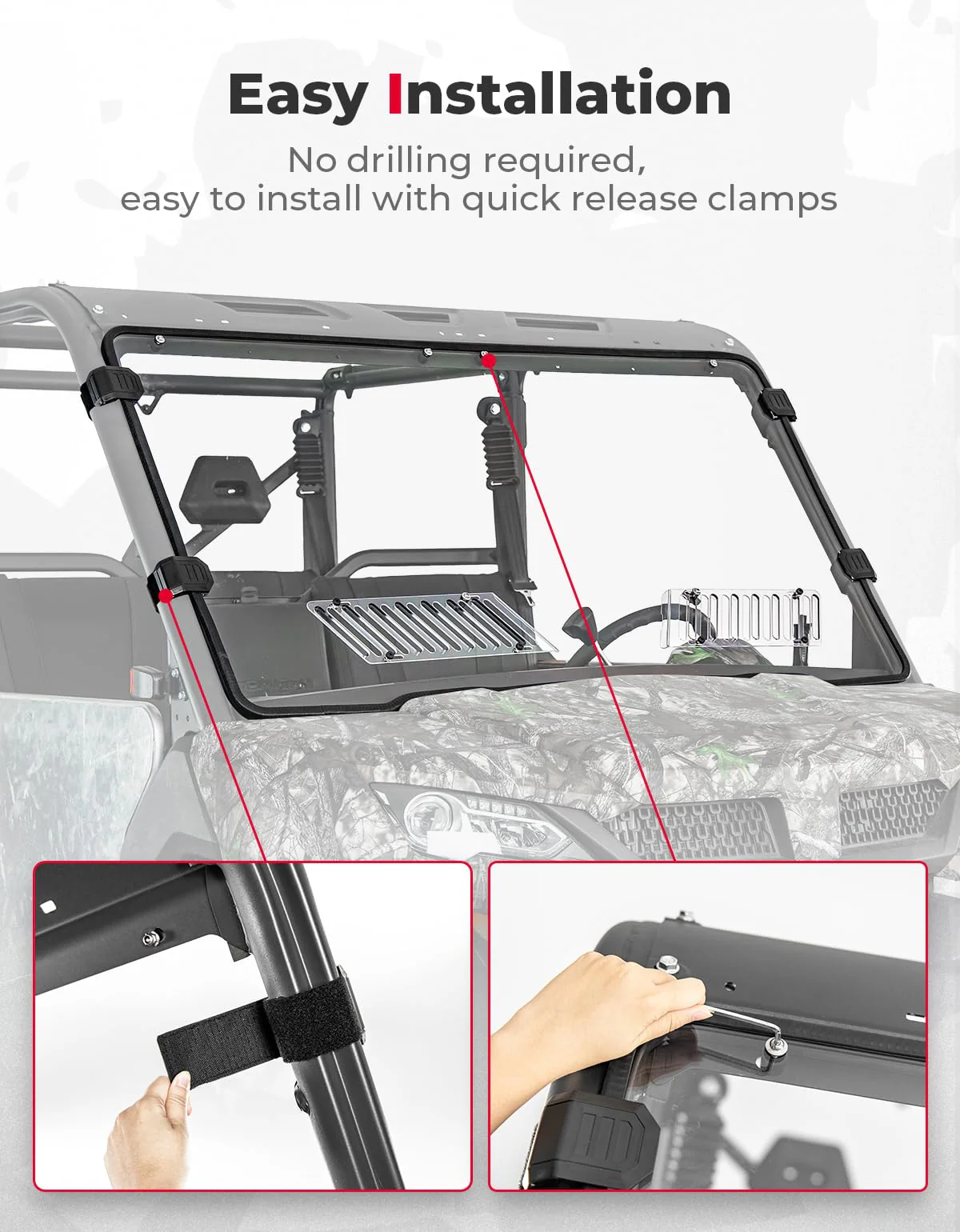 Airflow Sliding Vented Front Windshield for CFMOTO UFORCE 1000|1000XL - Image 7