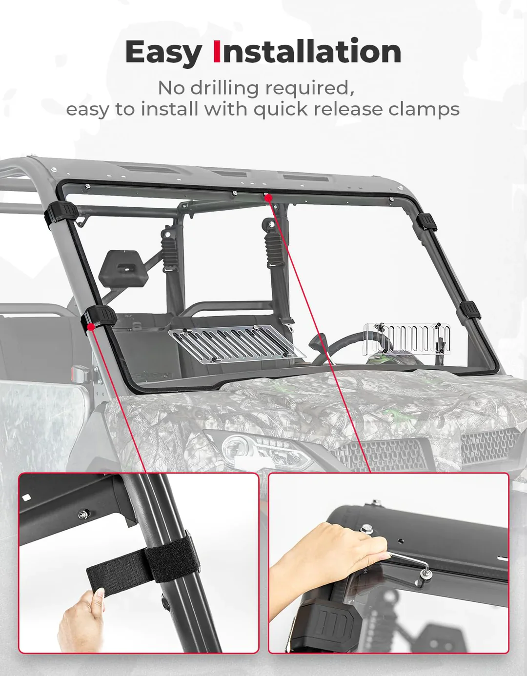 Airflow Sliding Vented Rear & Front Windshield for CFMOTO UFORCE 1000 - Image 6
