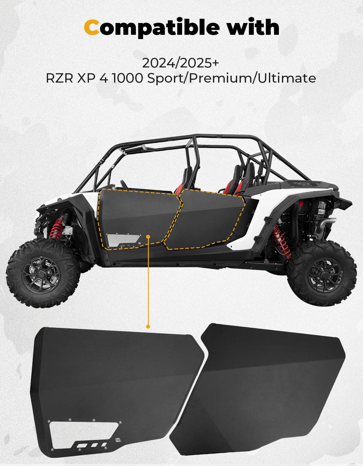 Aluminum Half Door with PC Window for Polaris RZR XP 4 1000 2024-2026 4PCS - Image 2
