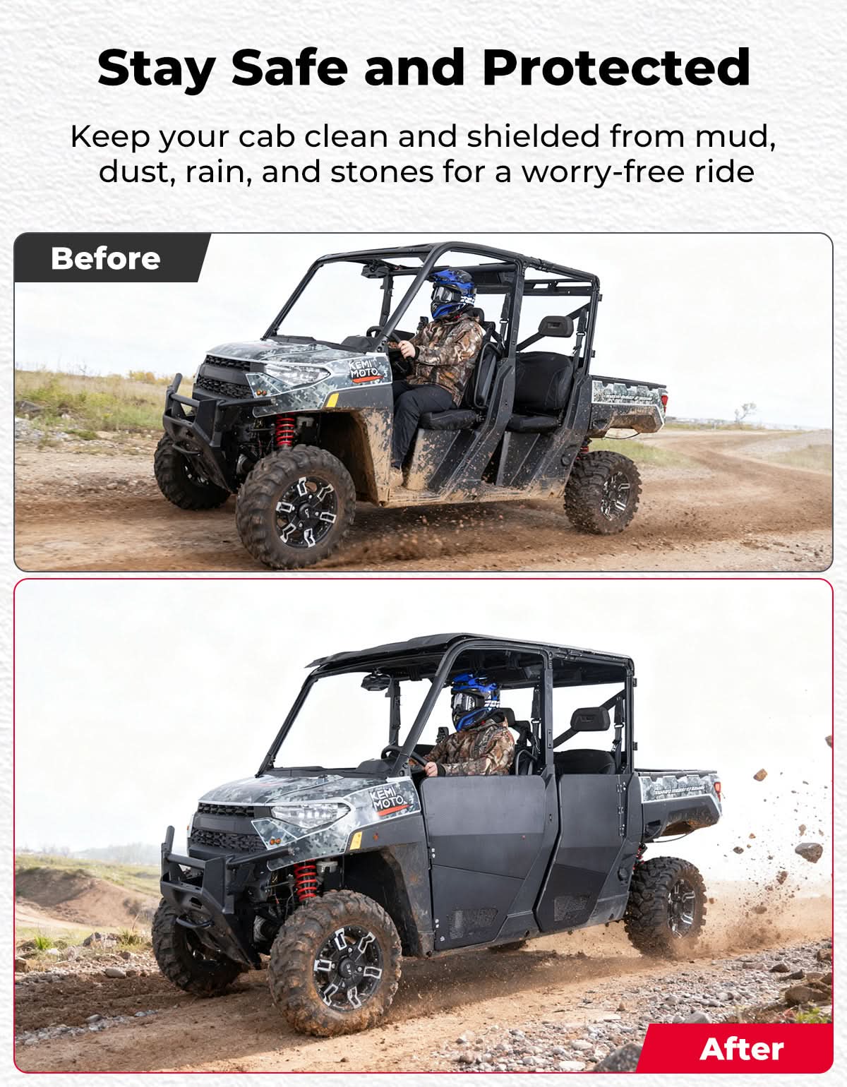 Aluminum Half Doors for Polaris Ranger Crew XP 1000 (2019-2026) - Image 3