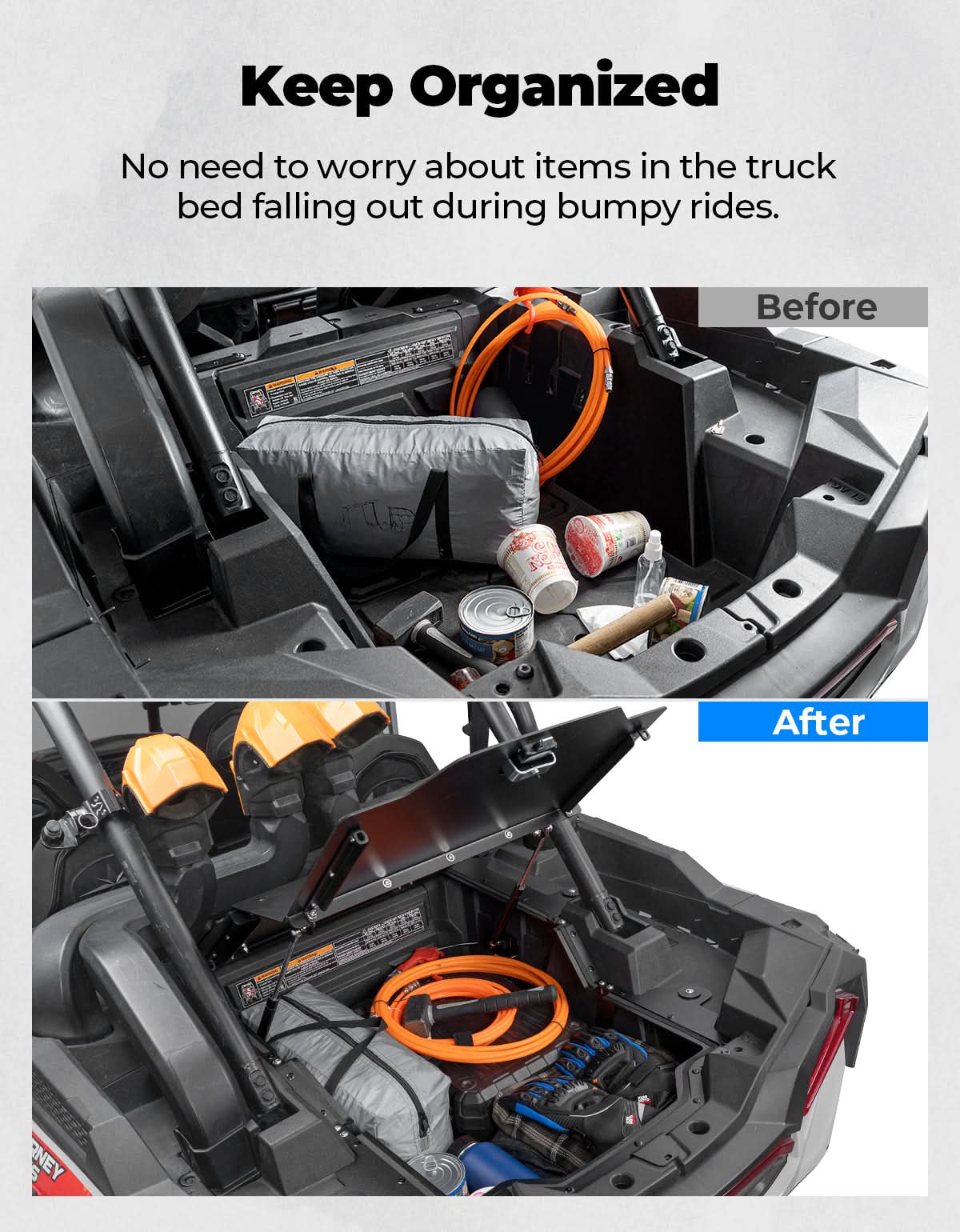 Aluminum UTV Trunk Bed Enclosure for Polaris RZR XP 1000 2014-2023 - Image 2