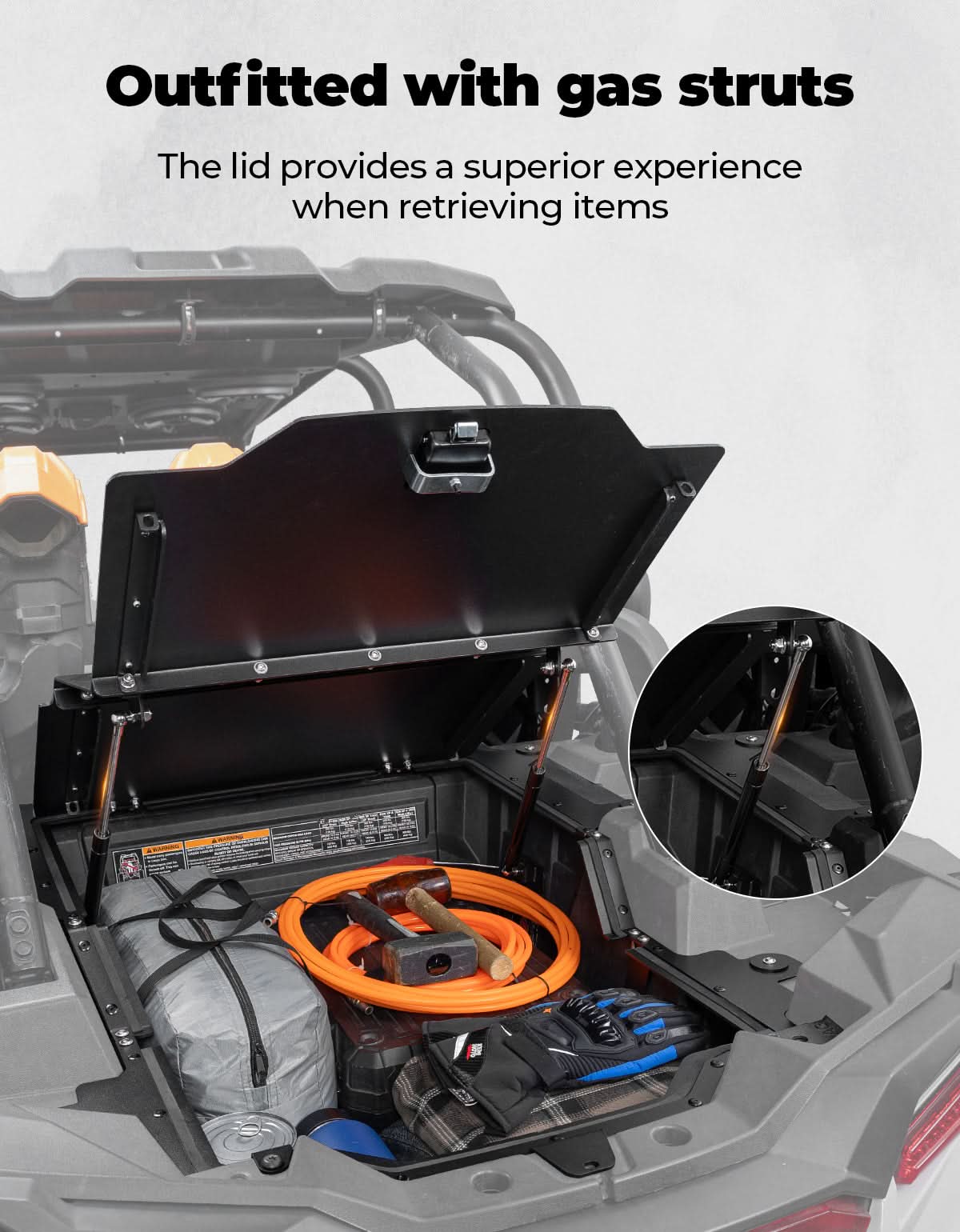 Aluminum UTV Trunk Bed Enclosure for Polaris RZR XP 1000 2014-2023 - Image 3
