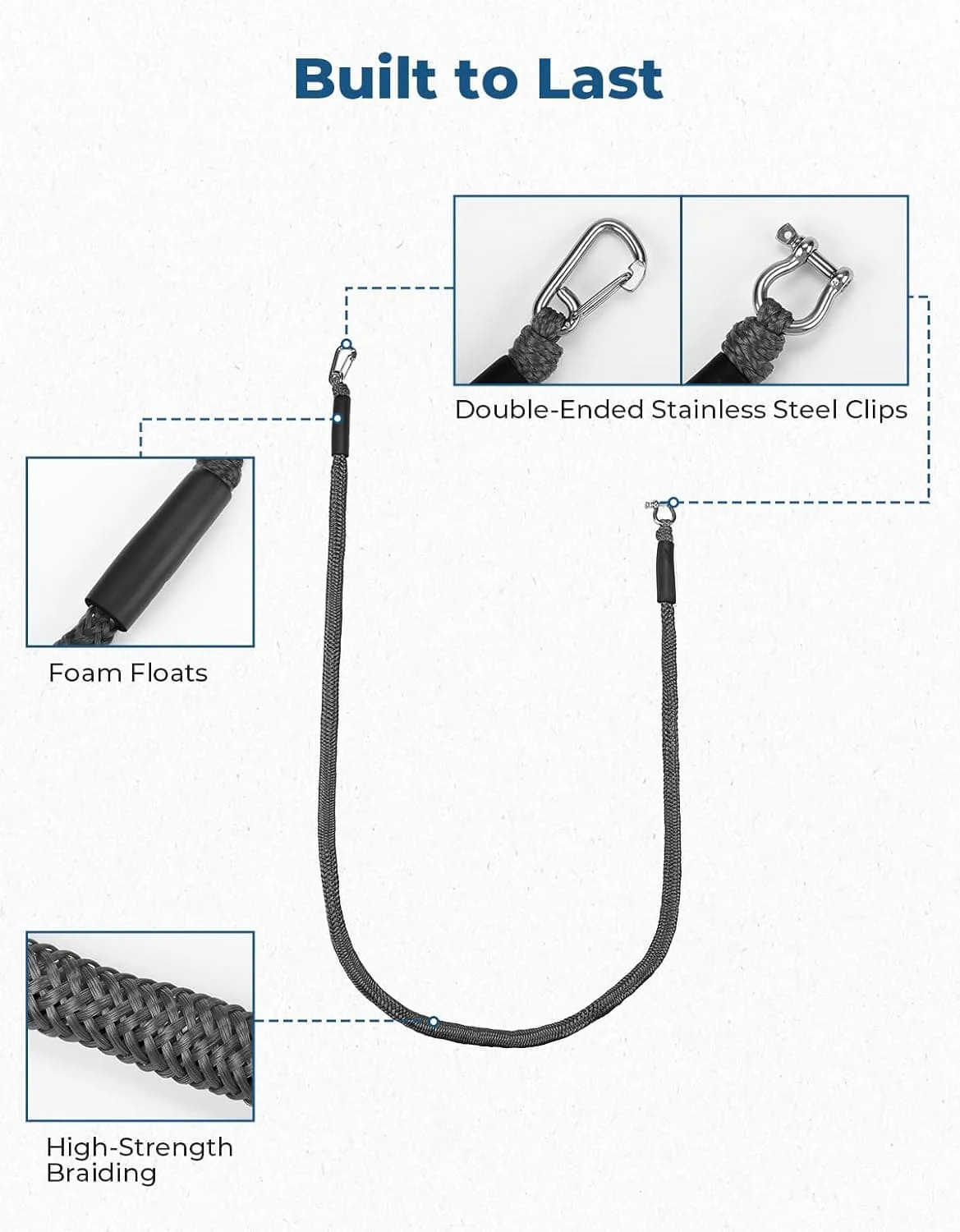 Anchor Bungee Dock Line for Watercraft Boat Kayak Pontoon Jet Ski Black - Image 4