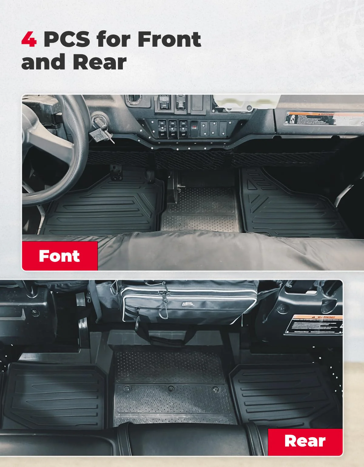 Floor Mats TPE All-Weather Anti-Slip Liners for Pioneer 1000-6 (4 Pcs) - Image 6