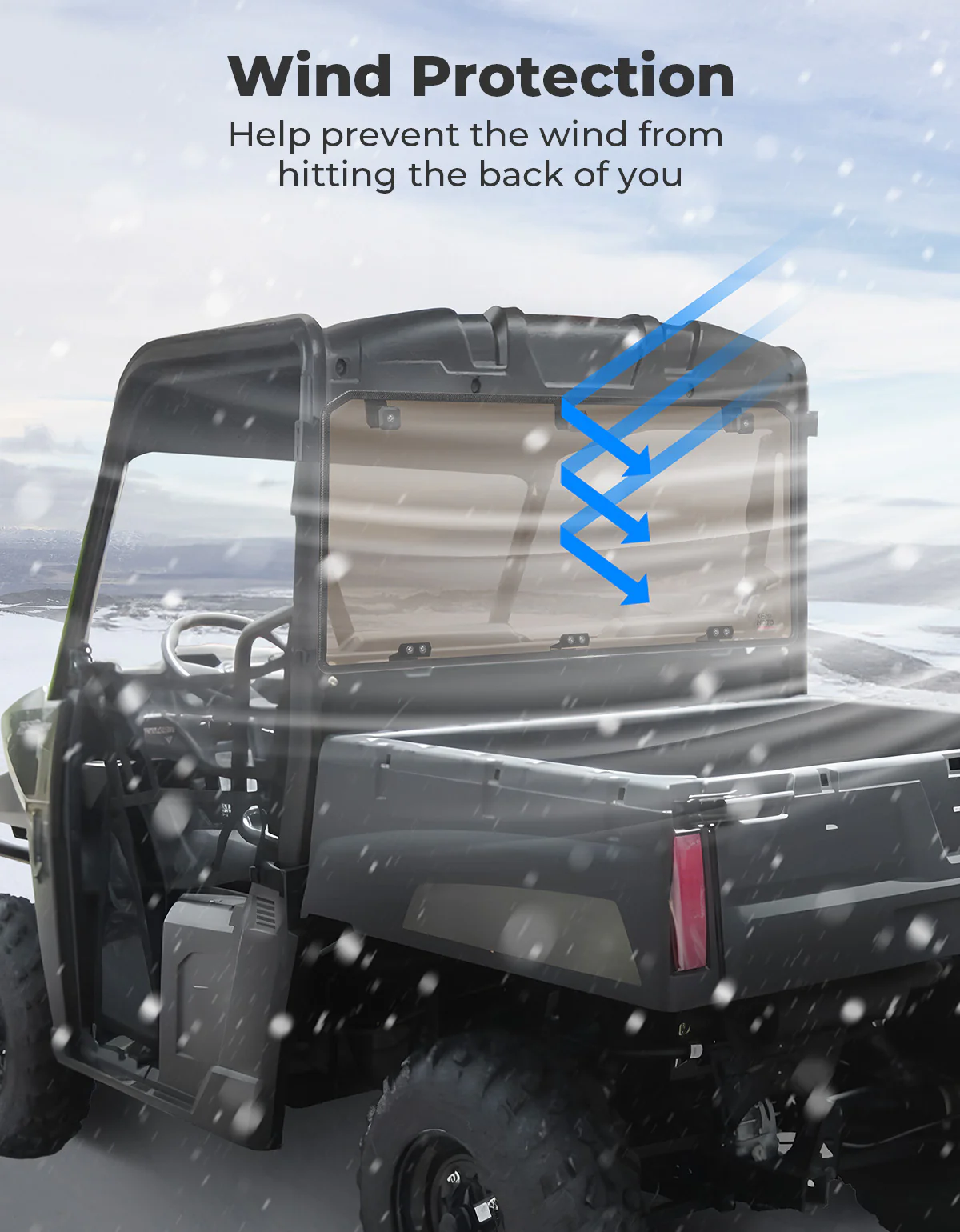 Anti-UV Tinted Rear Window for Polaris Ranger Midsize 570 500, Crew/SP/ETX/EV - Image 3