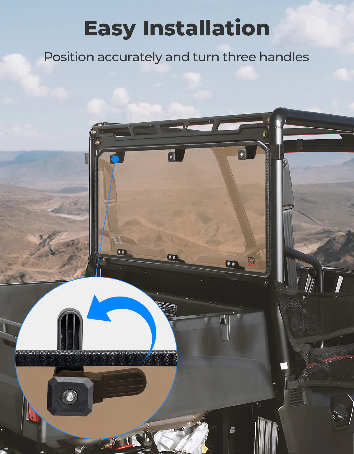 Anti-UV Tinted Rear Window for Polaris Ranger Midsize 570 500, Crew/SP/ETX/EV - Image 4
