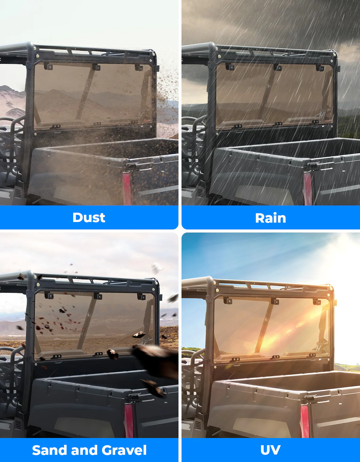Anti-UV Tinted Rear Window for Polaris Ranger Midsize 570 500, Crew/SP/ETX/EV - Image 7