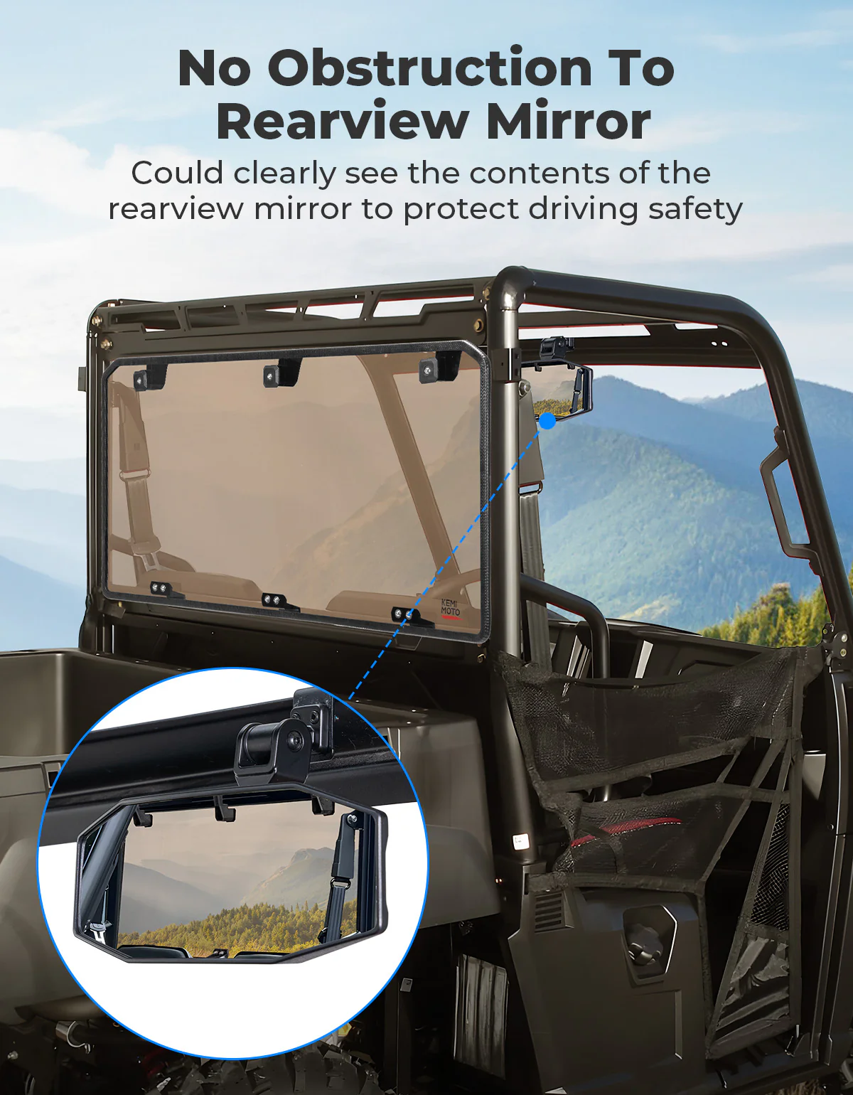 Anti-UV Tinted Rear Window for Polaris Ranger Midsize 570 500, Crew/SP/ETX/EV - Image 8