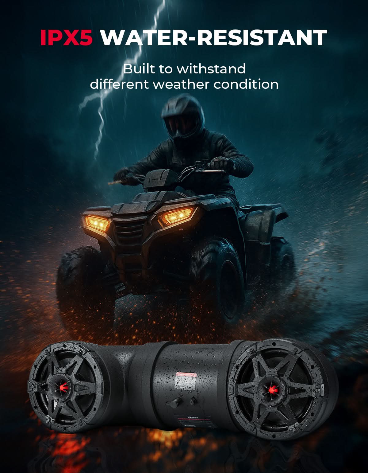 ATV Bluetooth Speaker 6.5" Sound Bar with RGB Lights for Polaris Can-Am - Image 5