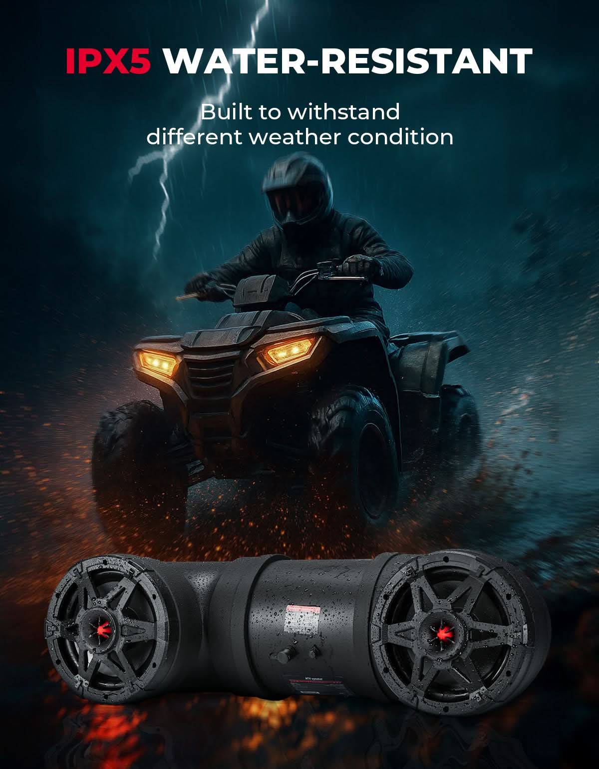 ATV Bluetooth Speaker 8" Sound Bar with RGB Lights for Polaris Can-Am - Image 6