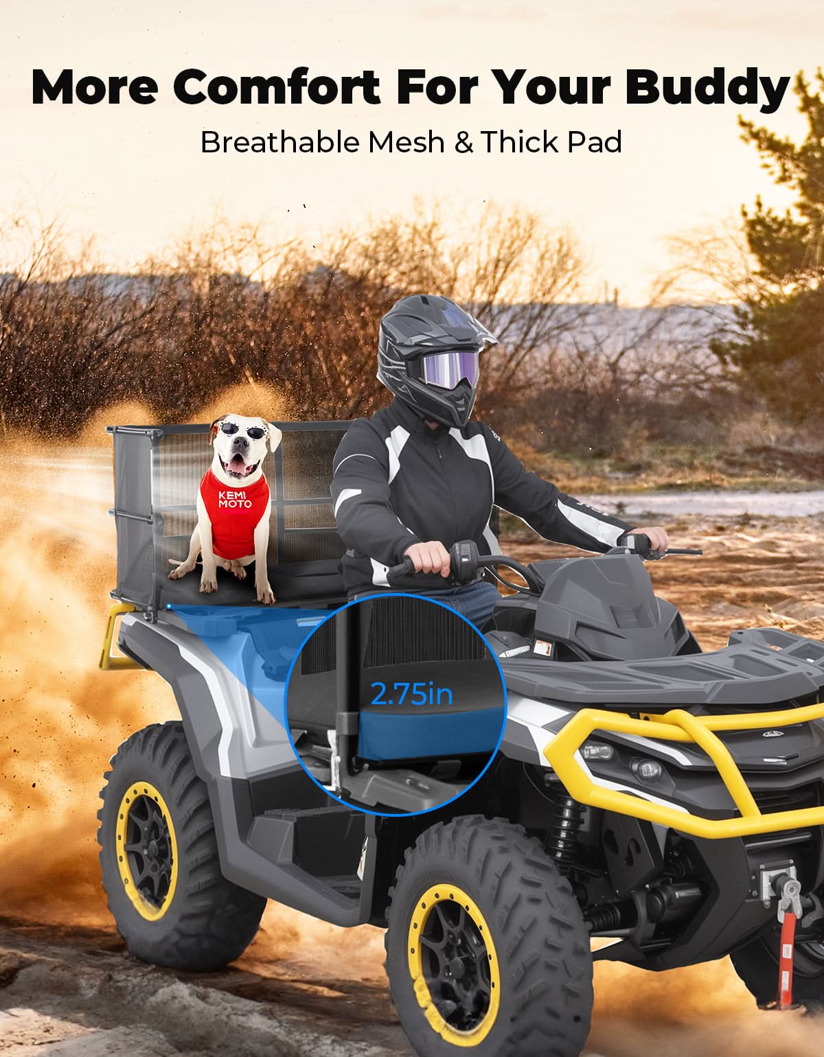 ATV Dog Carrier Seat with Safety Steel Frame for Can-Am Sportsman, Honda, Kawasaki - Image 4