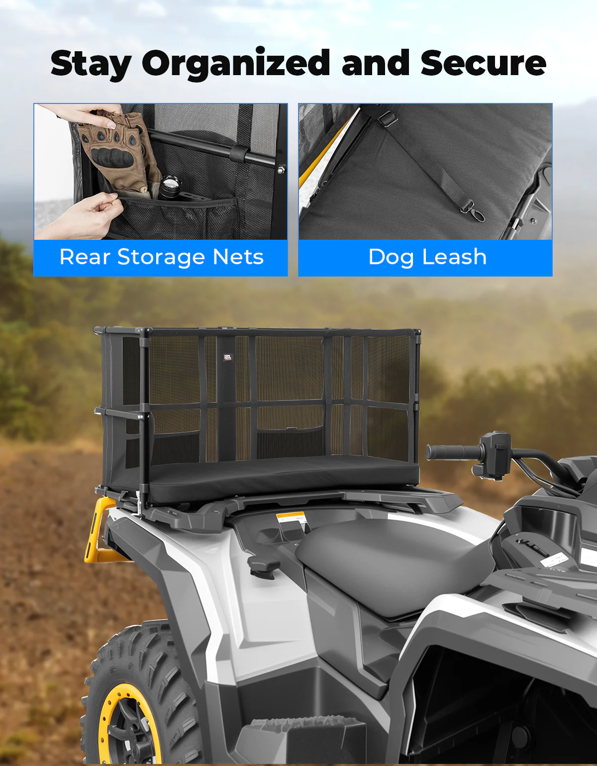 ATV Dog Carrier Seat with Safety Steel Frame for Can-Am Sportsman, Honda, Kawasaki - Image 6
