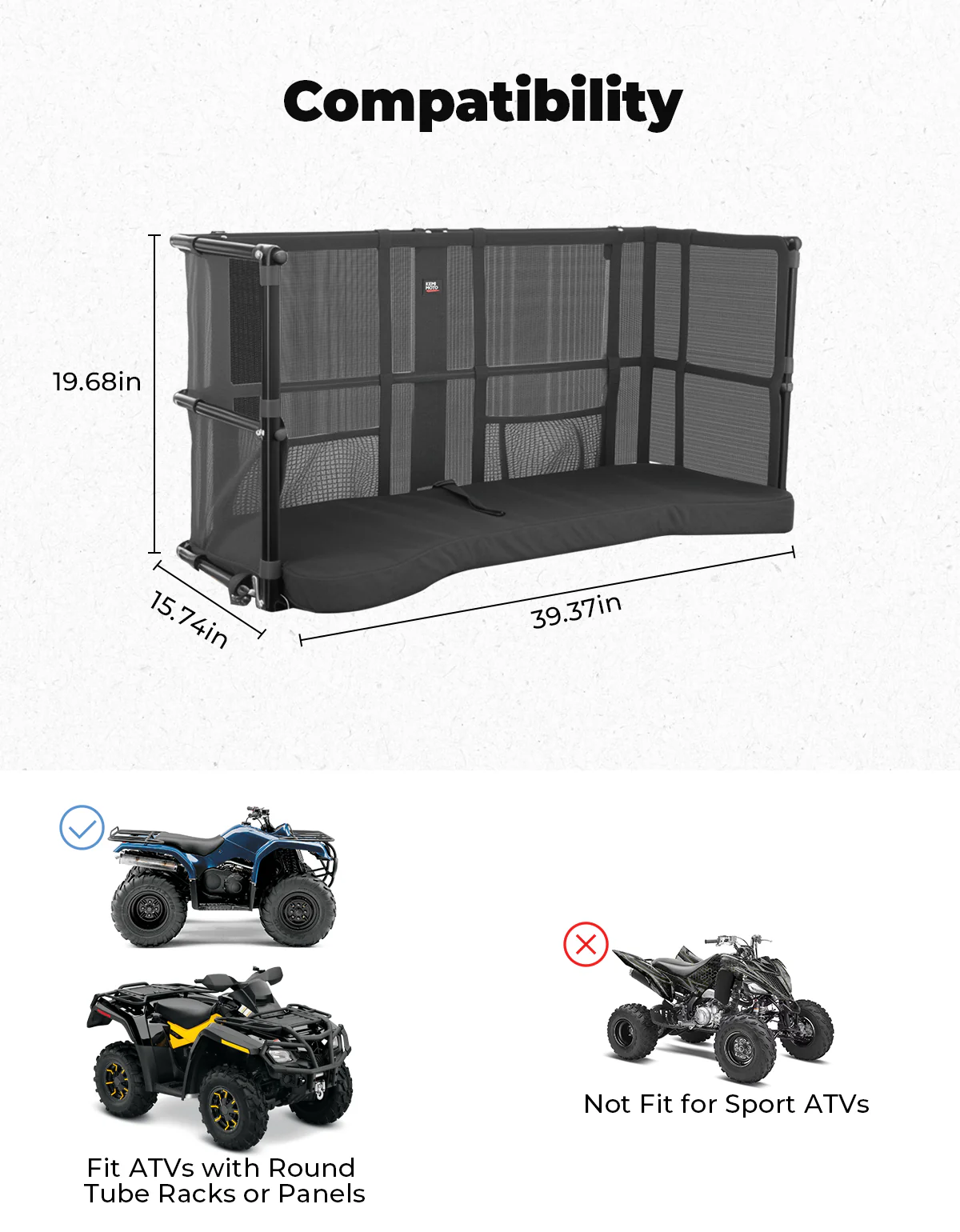 ATV Dog Carrier Seat with Safety Steel Frame for Can-Am Sportsman, Honda, Kawasaki - Image 7