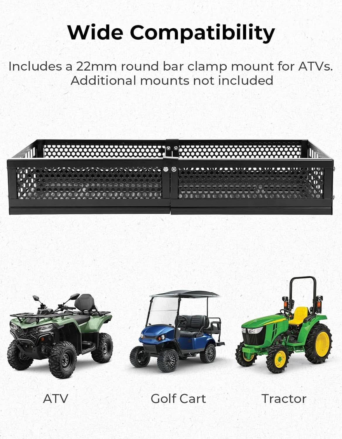 ATV Front Cargo Basket with Steel Mesh Surface for Kawasaki, Universal for Golf Cart Tractor - Image 7