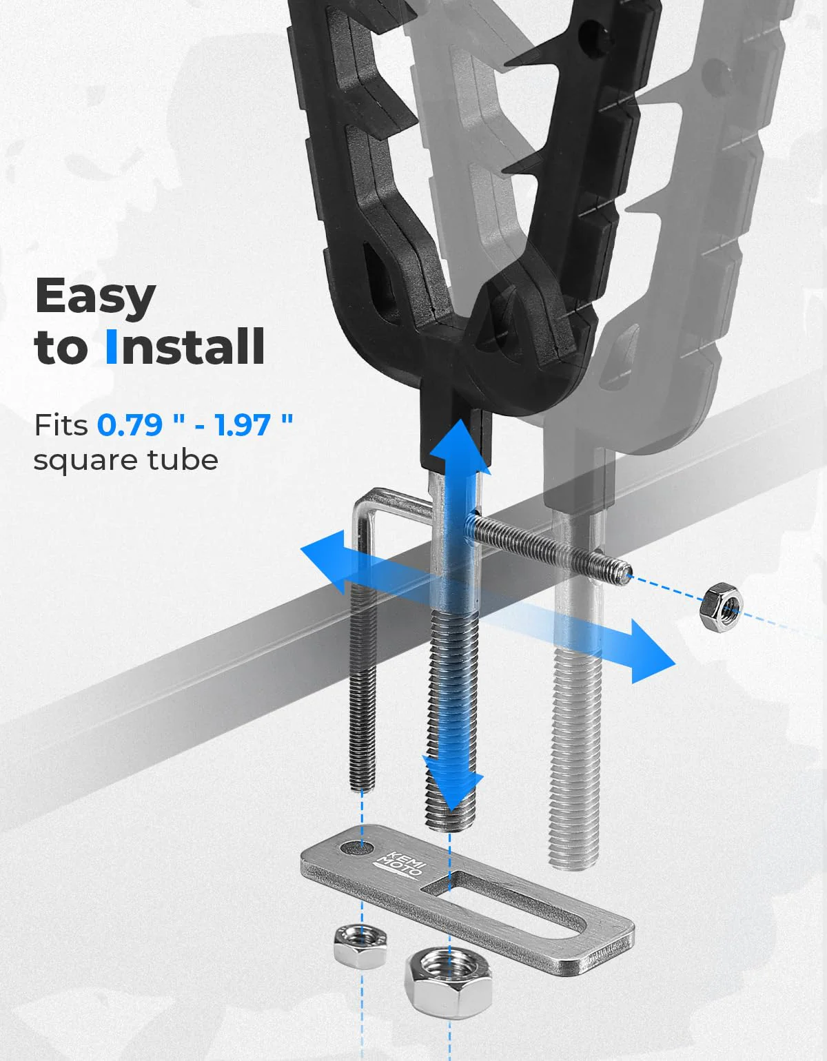 ATV Gun Mount with Rubber Straps for 0.79"-1.97" Square Tube - Image 2