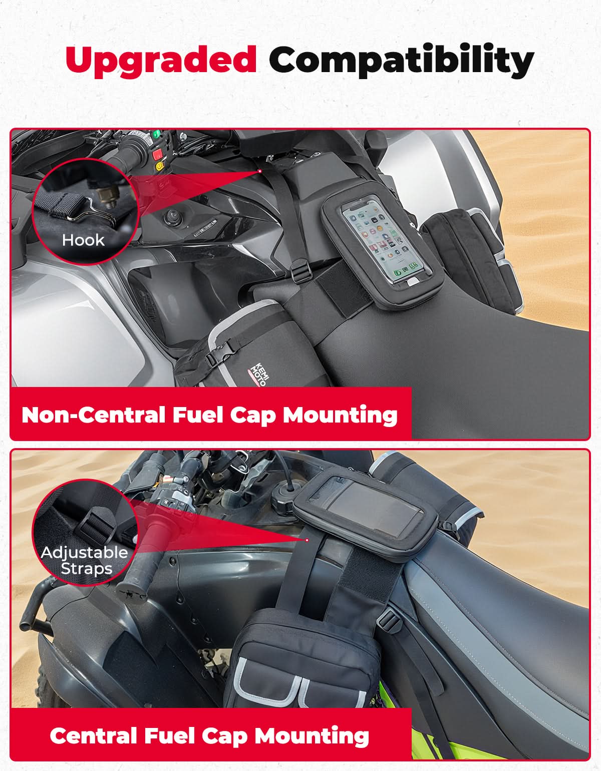 ATV Motorcycle Snowmobile Tank & Saddle Bag for Polaris Sportsman, Can-Am Outlander, CFMOTO CForce, Honda FourTrax/ Grizzly - Image 2