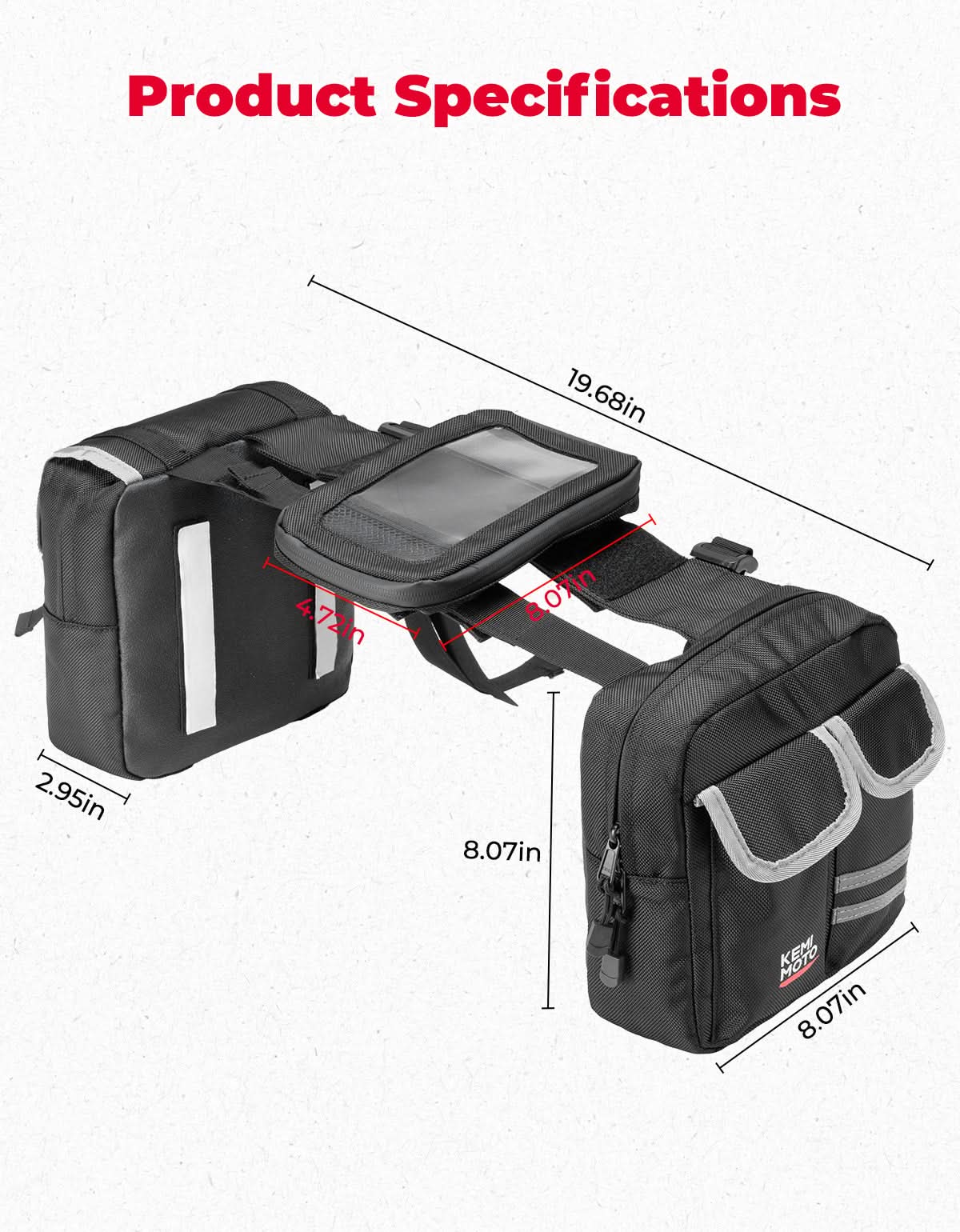 ATV Motorcycle Snowmobile Tank & Saddle Bag for Polaris Sportsman, Can-Am Outlander, CFMOTO CForce, Honda FourTrax/ Grizzly - Image 7